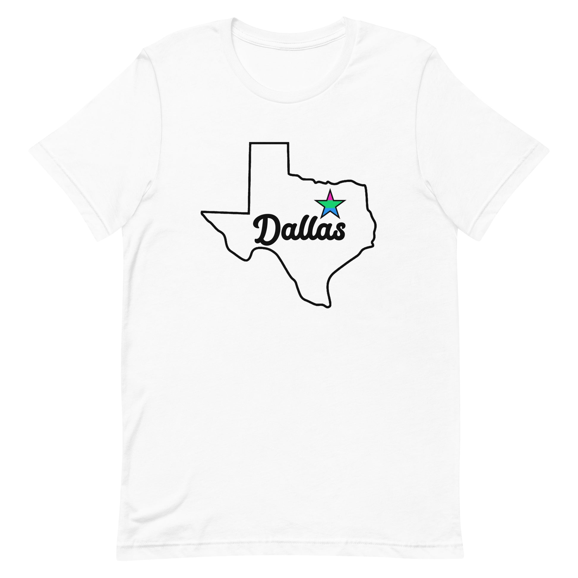 Dallas Texas Polysexual Star Tee White Polysexual unisex-staple-t-shirt-white-front-63b629e6b05b0