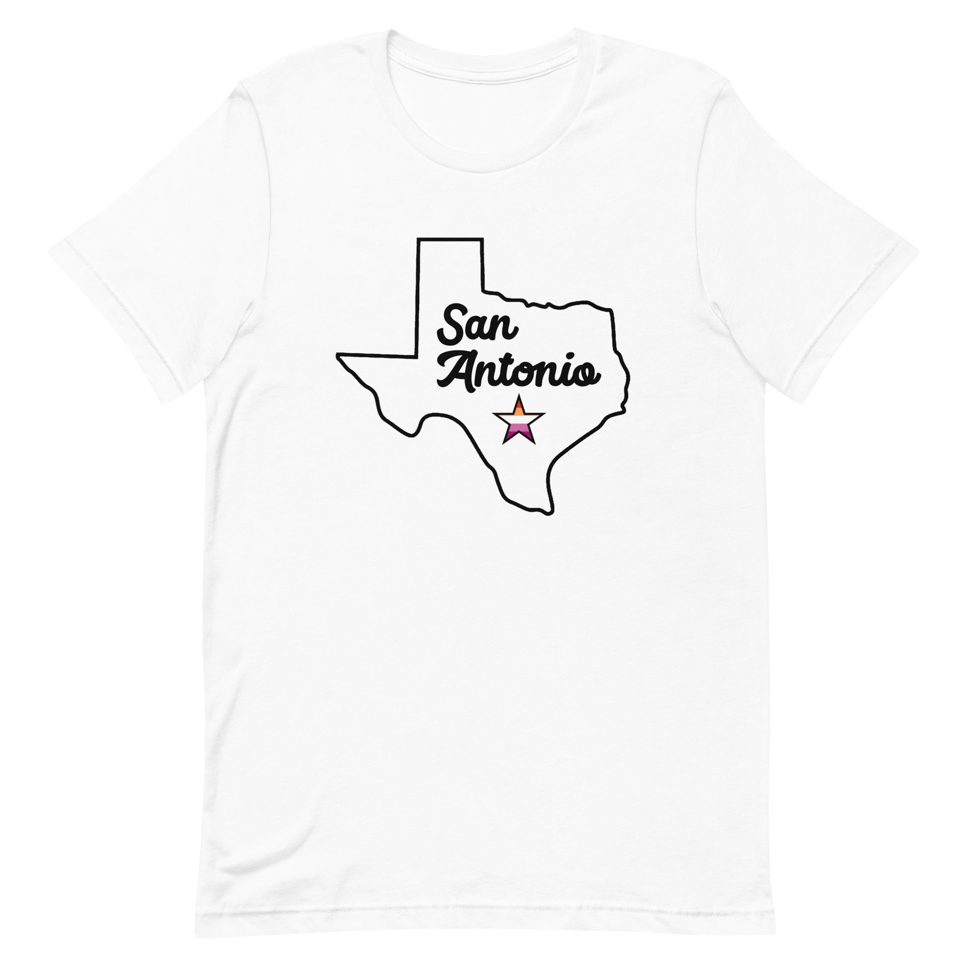 San Antonio Texas Lesbian Star Tshirt White Lesbian unisex-staple-t-shirt-white-front-63b7710eccc72