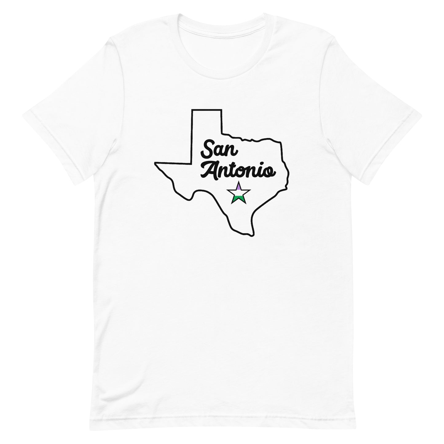 San Antonio Texas Genderqueer Star T-shirt White Genderqueer unisex-staple-t-shirt-white-front-63b773a51f4ed