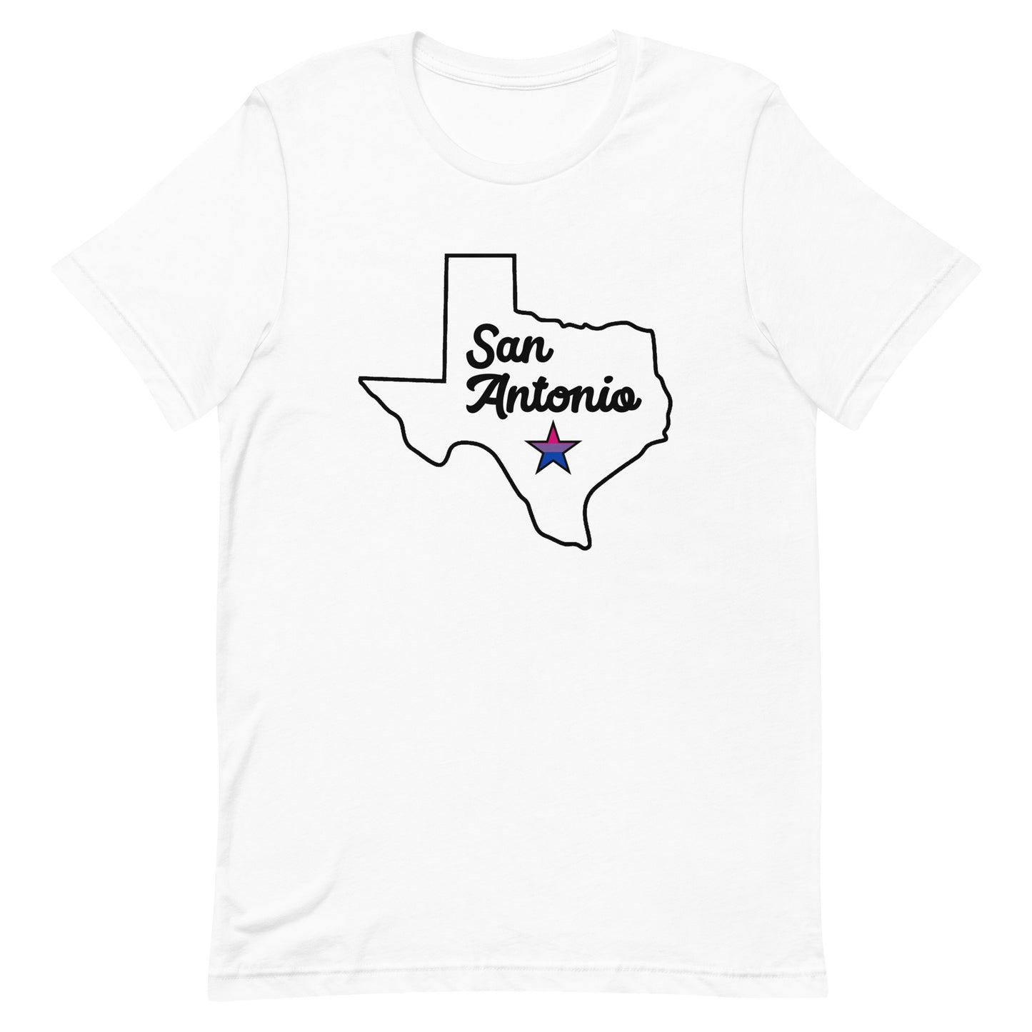 San Antonio Texas Bisexual Star Tee White Bisexual unisex-staple-t-shirt-white-front-63b77ecb0341f