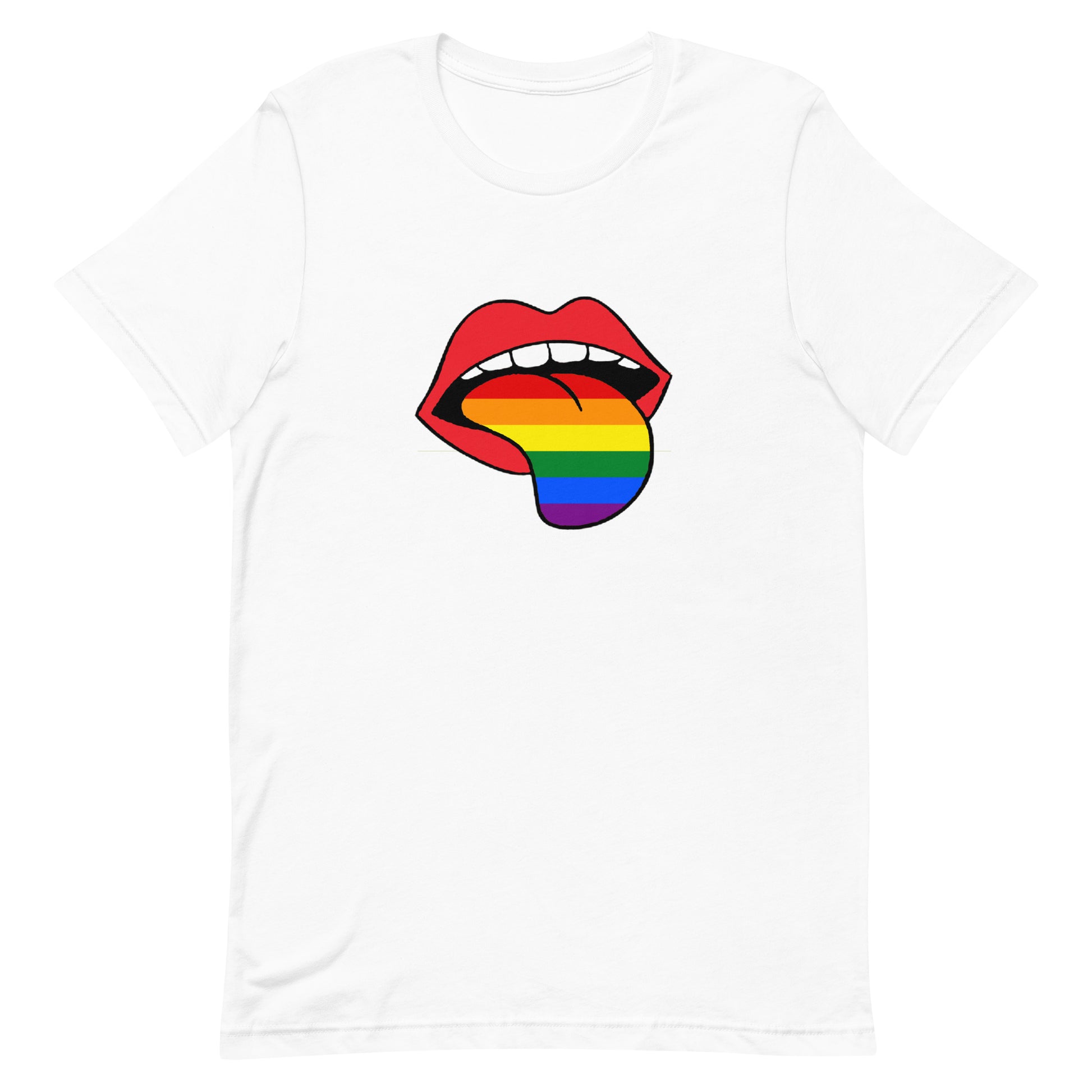 LGBTQ Pride T-Shirt - Rainbow Tongue White Pride unisex-staple-t-shirt-white-front-63b899c74aac8