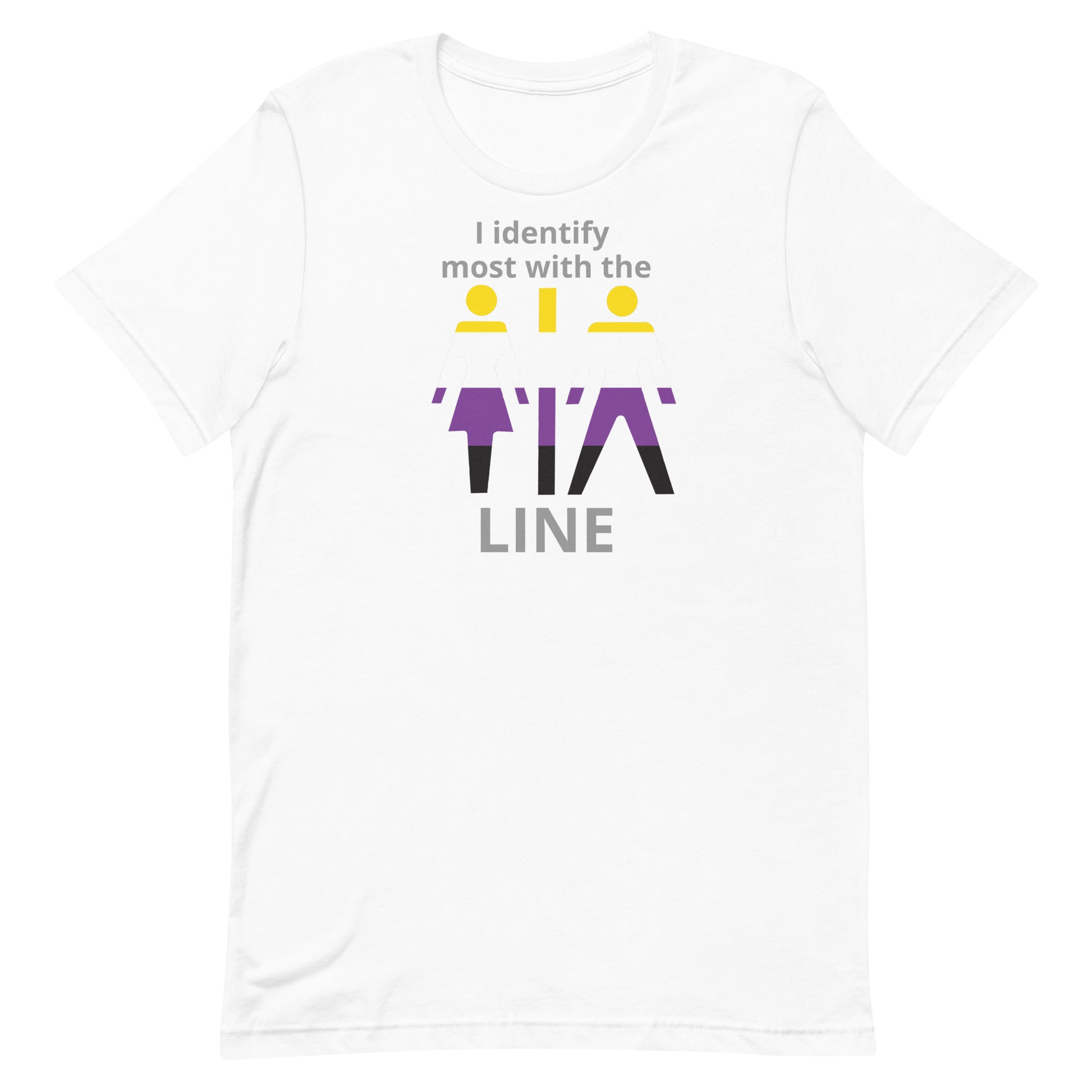 Nonbinary Enby Pride T-Shirt I Identify Most With The Line White Nonbinary unisex-staple-t-shirt-white-front-63b9d65f81af7