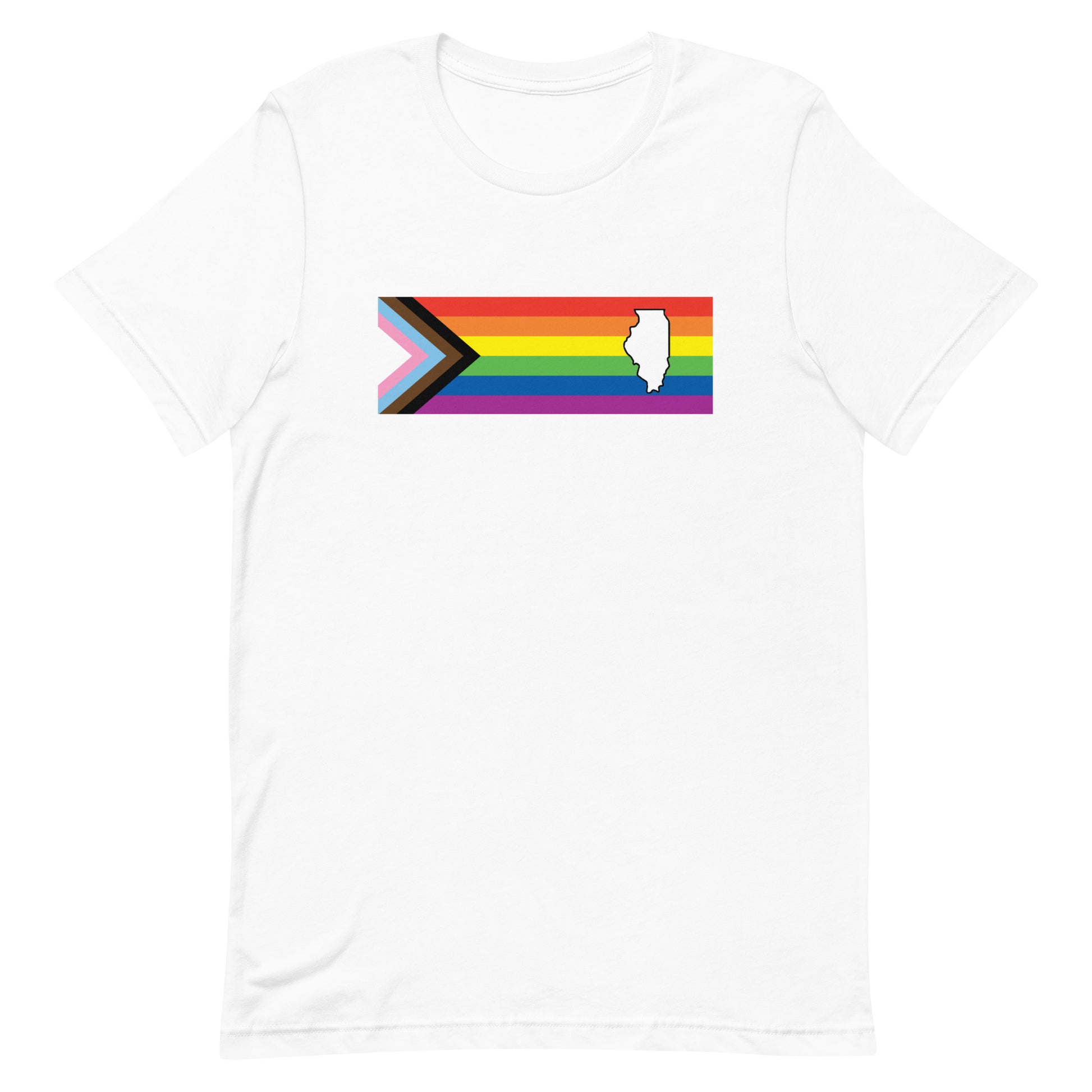 LGBTQ Progress Illinois T-shirt - Daniel Quasar White Pride unisex-staple-t-shirt-white-front-63b9da05e49ba