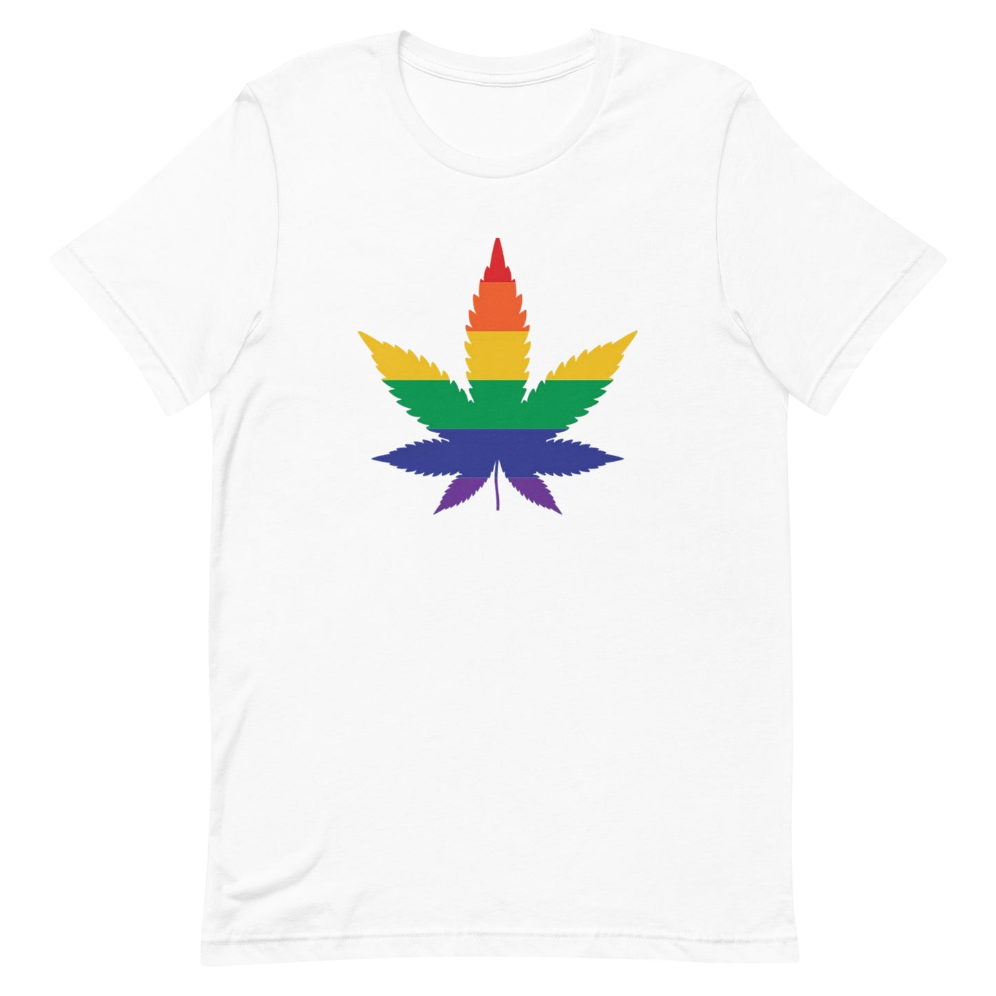 LGBTQ Pride T-Shirt - Weed White Pride unisex-staple-t-shirt-white-front-63b9e3ef315b0