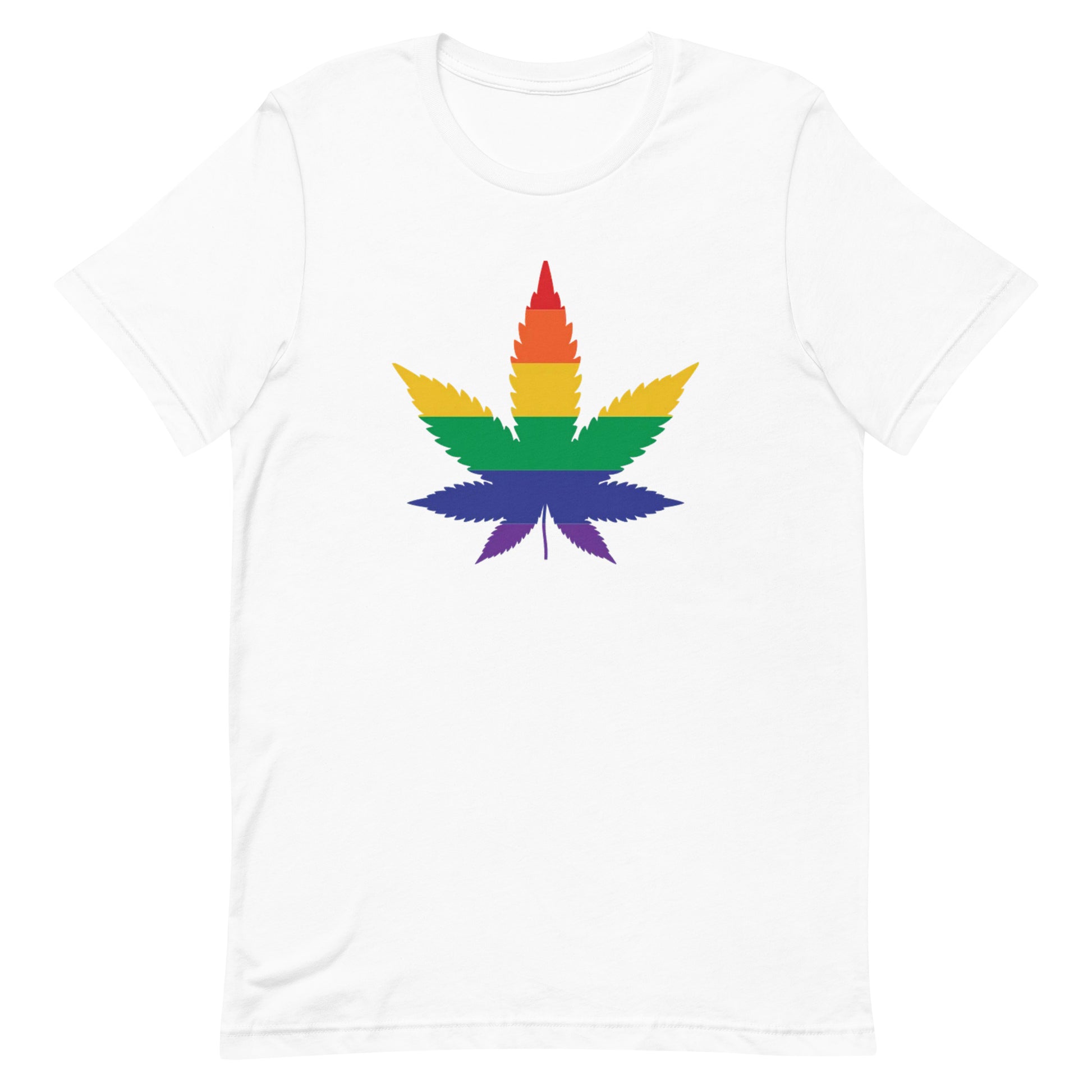 LGBTQ Pride T-Shirt - Weed White Pride unisex-staple-t-shirt-white-front-63b9e3ef315b0