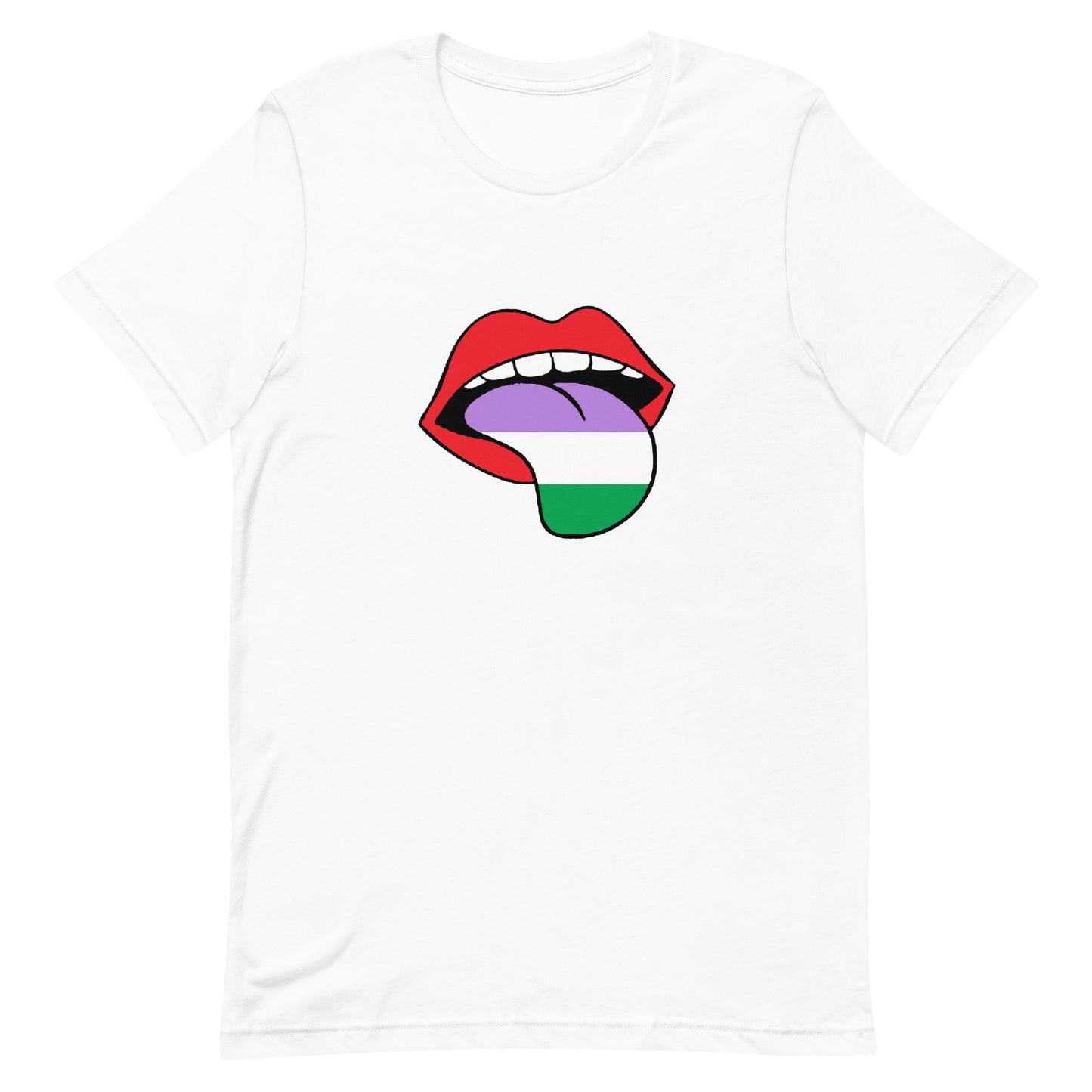 Genderqueer Pride Shirt - Tongue White Genderqueer unisex-staple-t-shirt-white-front-63ba1e1ed07d4