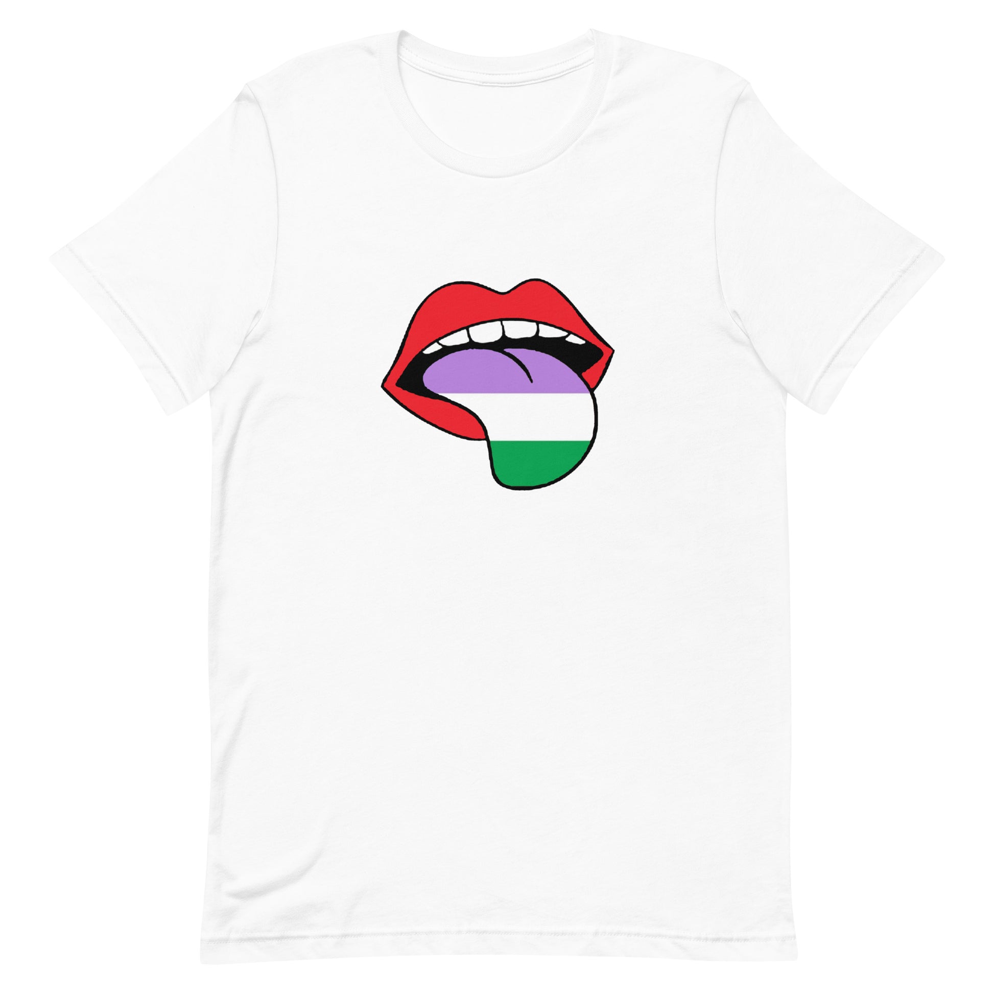 Genderqueer Pride Shirt - Tongue White Genderqueer unisex-staple-t-shirt-white-front-63ba1e1ed07d4