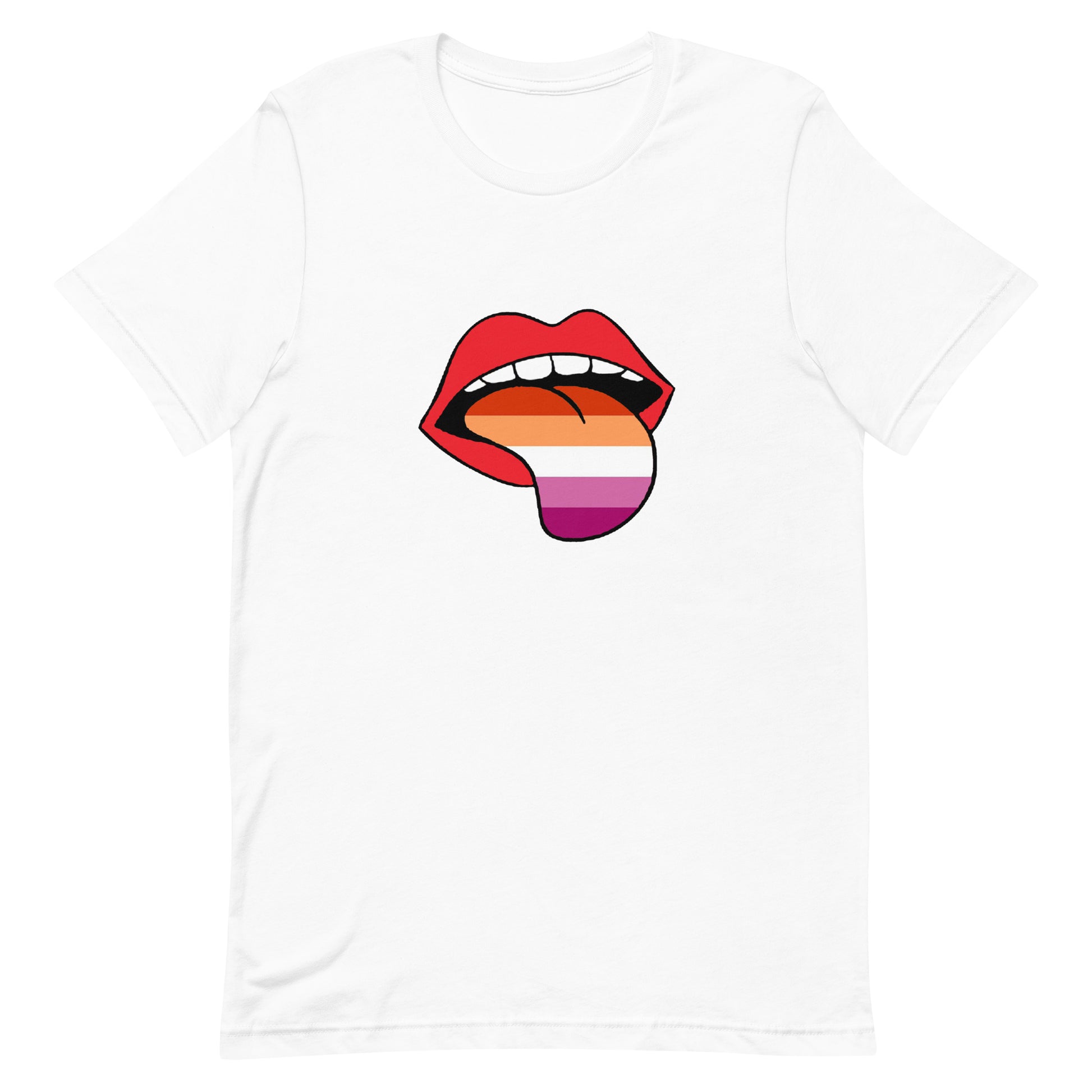 Lesbian Pride T-Shirt - Tongue White Lesbian unisex-staple-t-shirt-white-front-63ba2093c181a