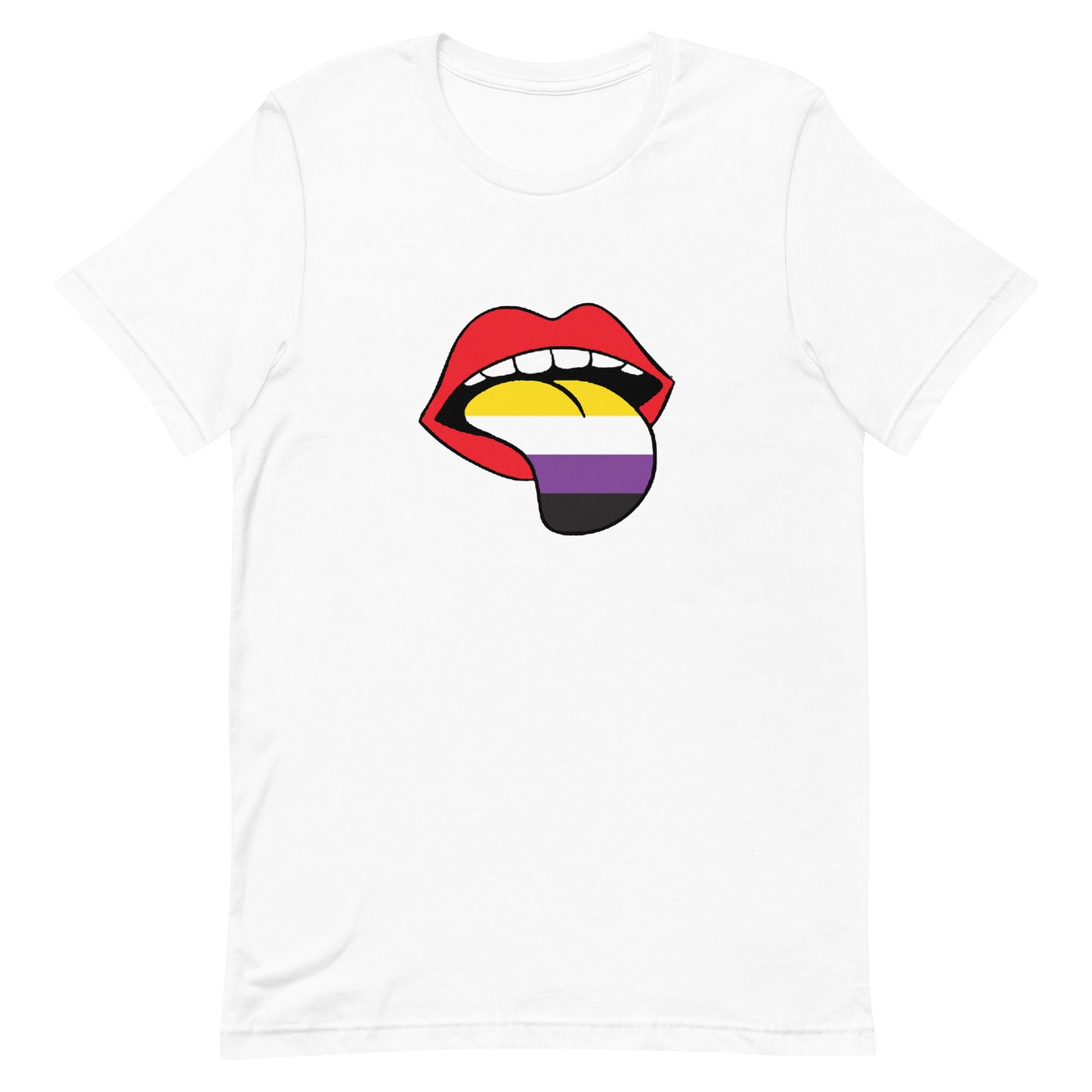 Nonbinary Enby Pride T-Shirt - Tongue White Nonbinary unisex-staple-t-shirt-white-front-63ba2276a4cd8