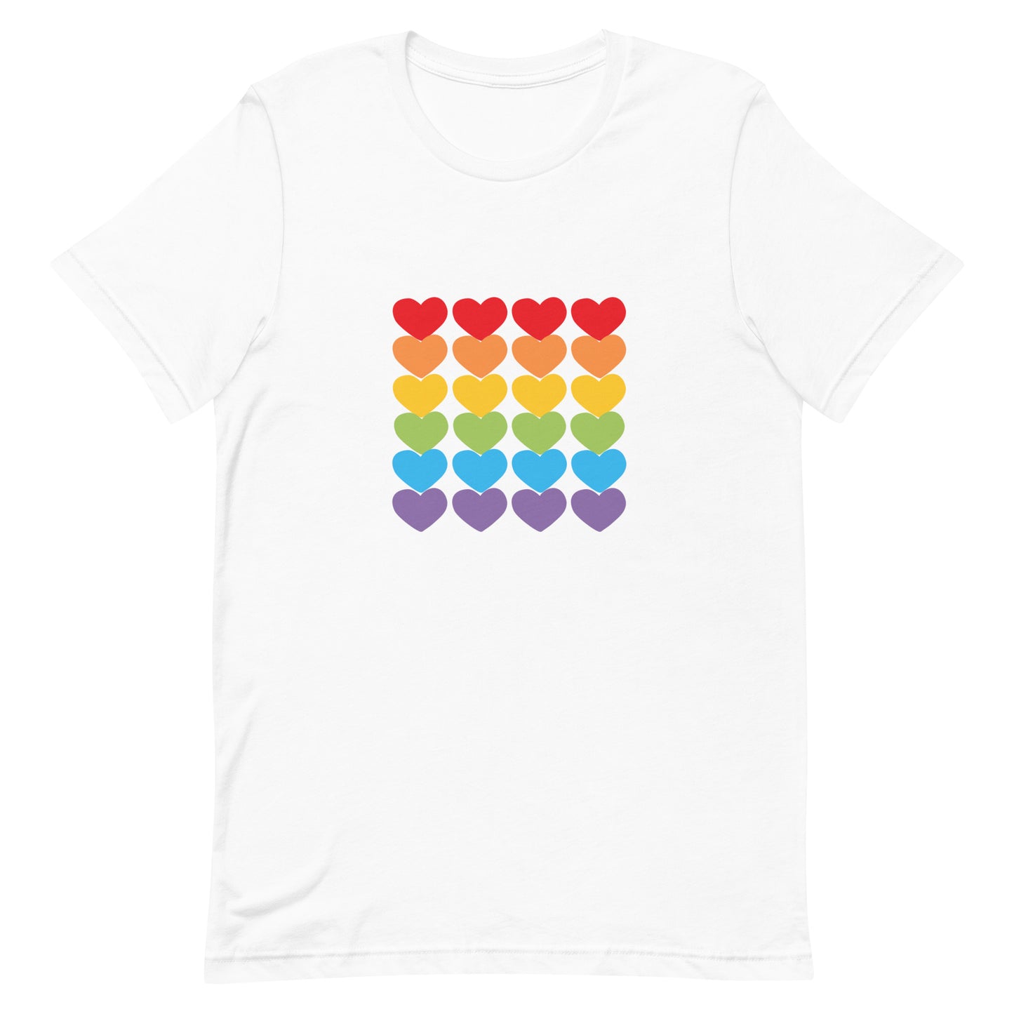 LGBTQ Pride T-Shirt - Pride Hearts White Pride unisex-staple-t-shirt-white-front-63bcc49a6187f