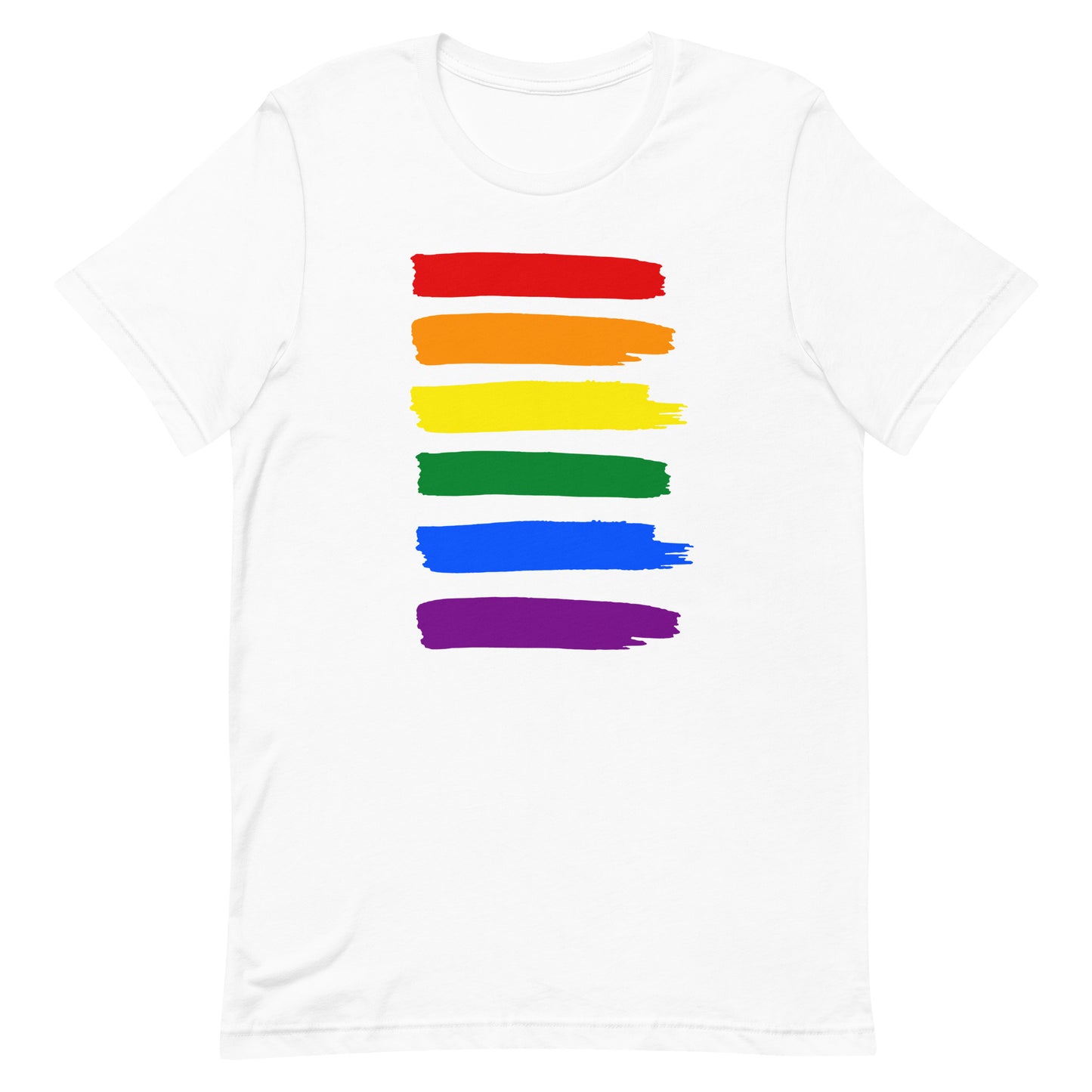 LGBTQ Pride T-Shirt - Paint Stripes White Pride unisex-staple-t-shirt-white-front-63ec332b91adb