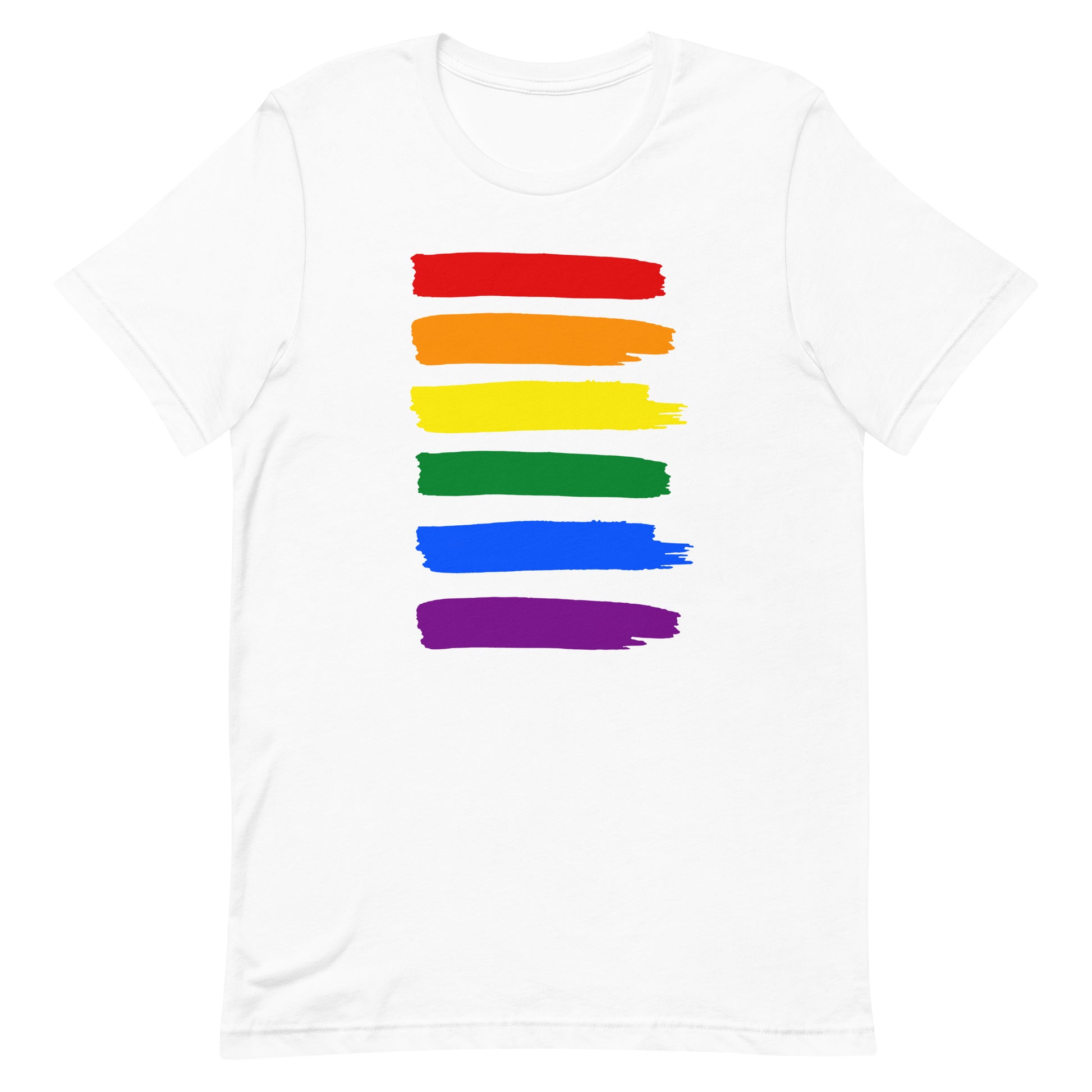 LGBTQ Pride T-Shirt - Paint Stripes White Pride unisex-staple-t-shirt-white-front-63ec332b91adb