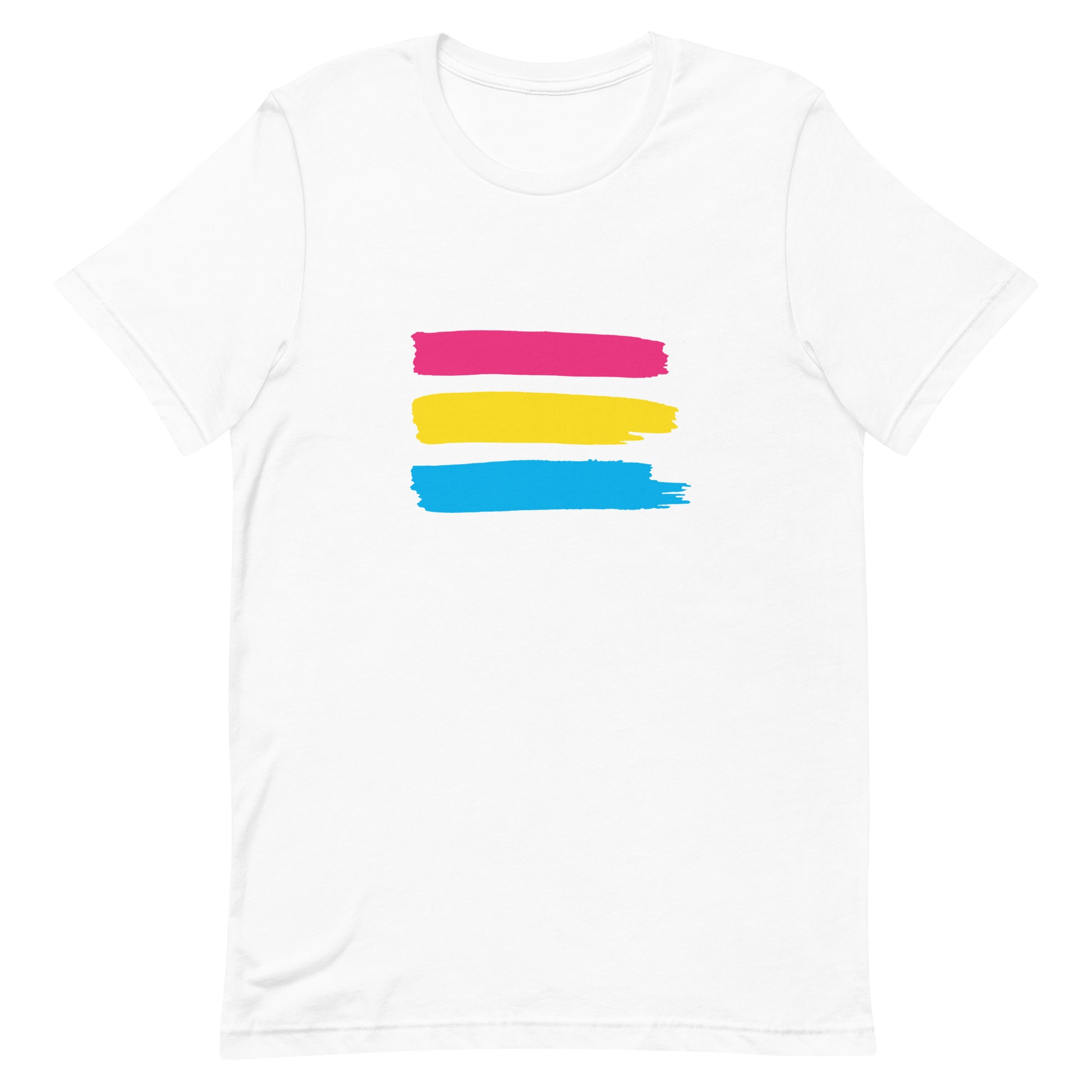 Pansexual Pan Pride T-Shirt - Paint Stripes White Pansexual unisex-staple-t-shirt-white-front-63ec351331954