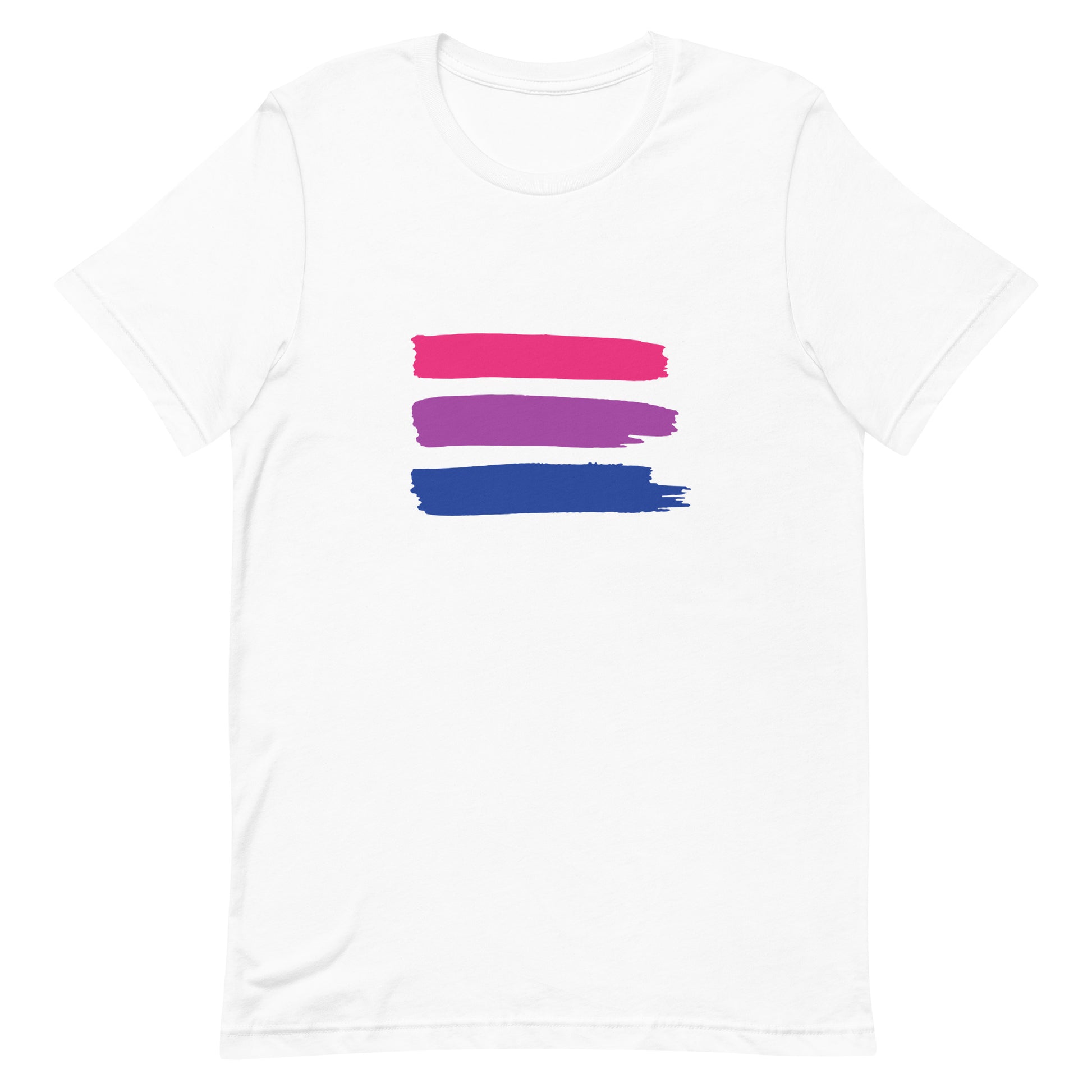 Bisexual Bi Pride Shirt with Paint Stripes White Bisexual unisex-staple-t-shirt-white-front-63ec3ca96f79e