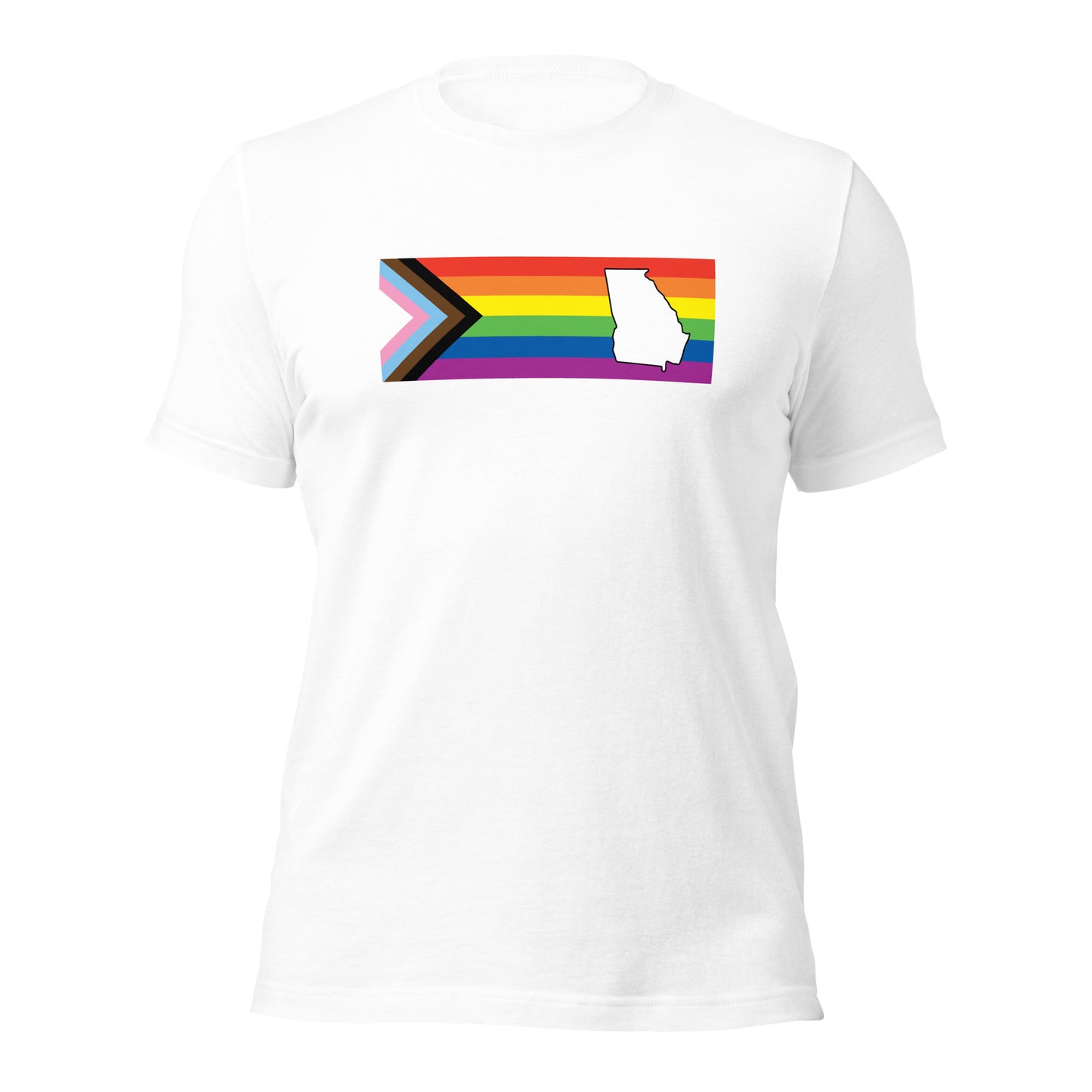 LGBTQ Progress Georgia Tee - Daniel Quasar White Pride unisex-staple-t-shirt-white-front-640aa0df849d2