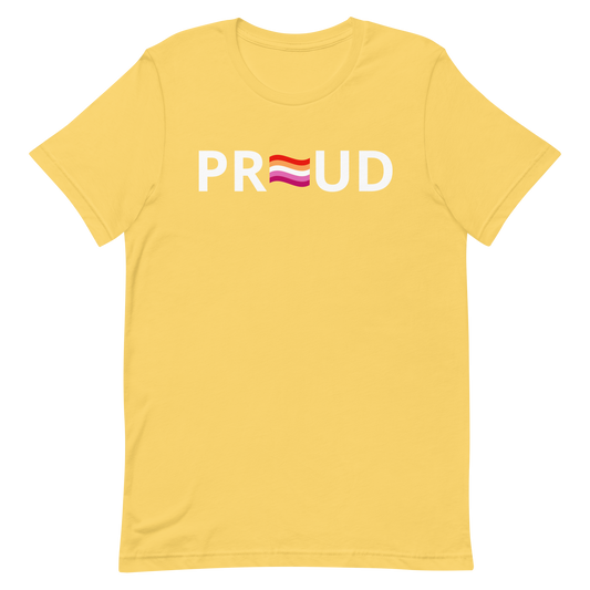 Lesbian Pride T-shirt - Proud Yellow Lesbian unisex-staple-t-shirt-yellow-front-6312cc1e95bc5