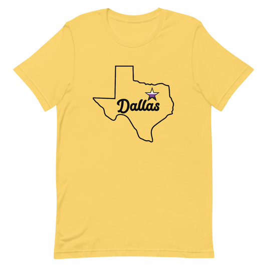 Dallas Texas Nonbinary Star Tee Yellow Nonbinary unisex-staple-t-shirt-yellow-front-635b0f7a4ef62