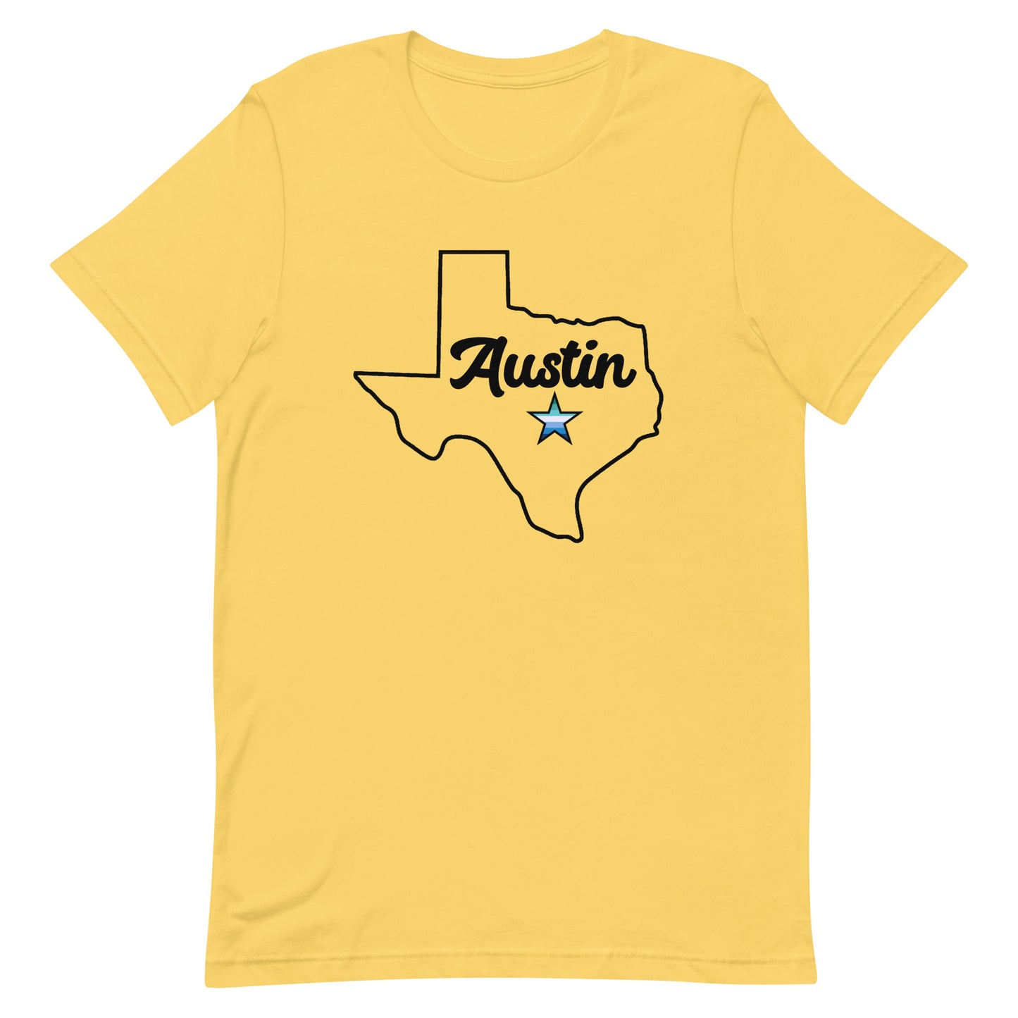 Austin Texas Gay Star Tee Yellow Gay unisex-staple-t-shirt-yellow-front-63b4cc5444c8b