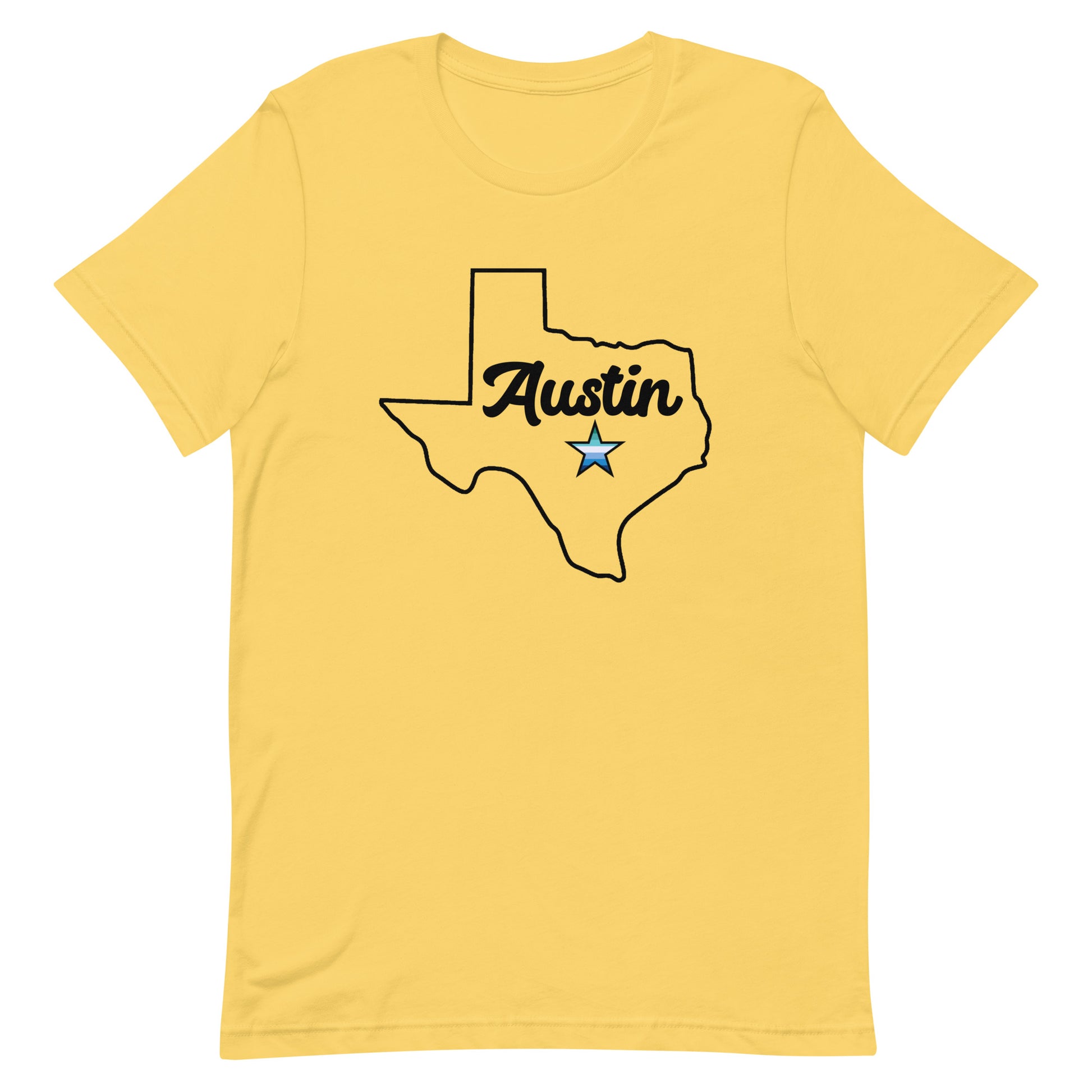 Austin Texas Gay Star Tee Yellow Gay unisex-staple-t-shirt-yellow-front-63b4cc5444c8b