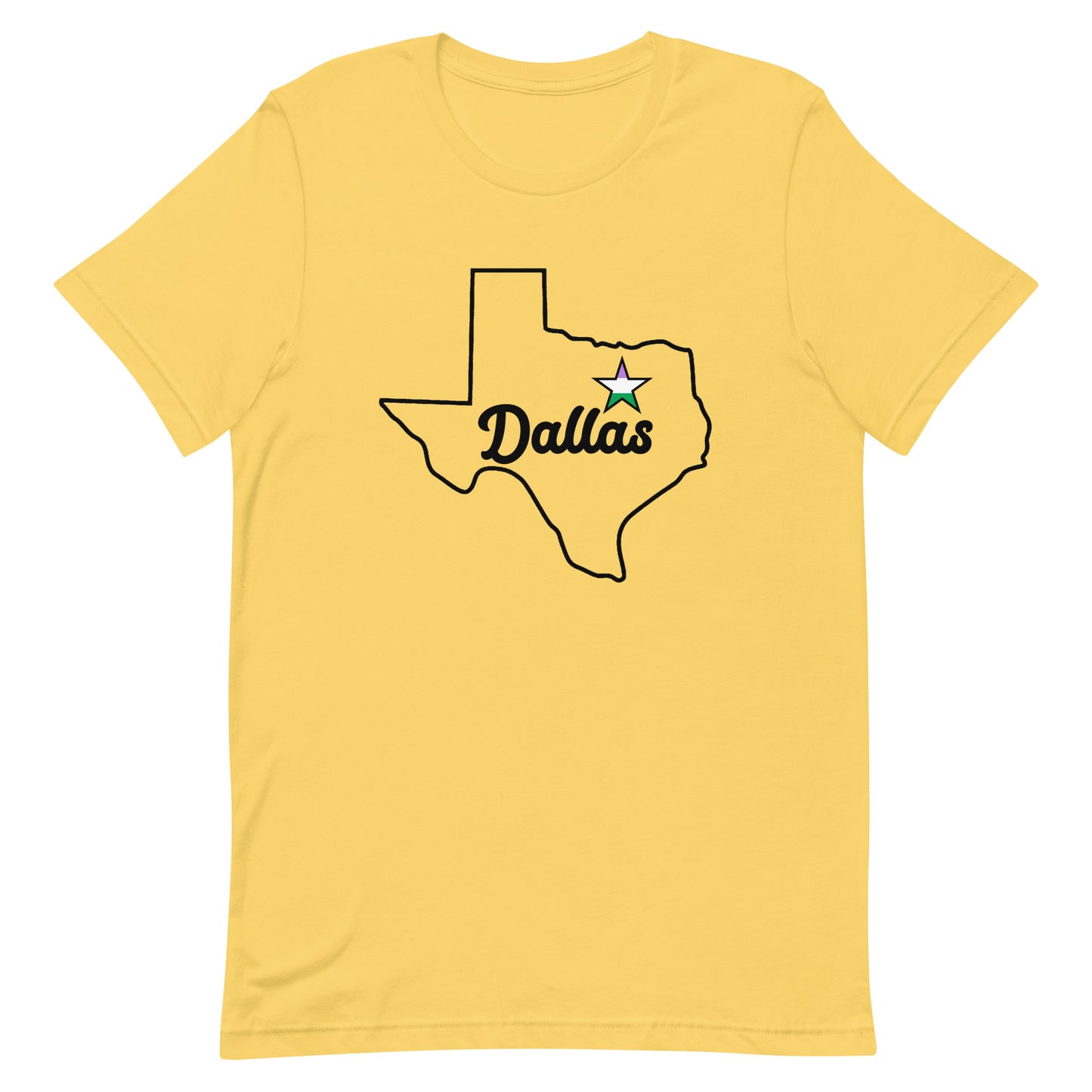 Dallas Texas Genderqueer Star Tee Yellow Genderqueer unisex-staple-t-shirt-yellow-front-63b62933e863c