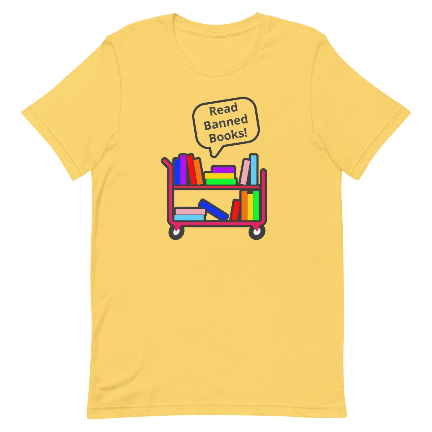 Read Banned Books Tee Yellow unisex-staple-t-shirt-yellow-front-63b8974ac052b