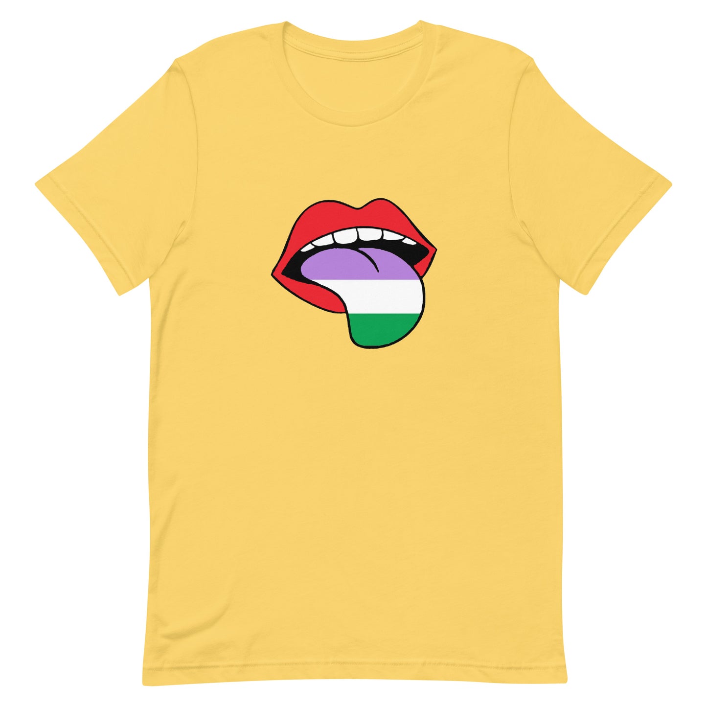 Genderqueer Pride Shirt - Tongue Yellow Genderqueer unisex-staple-t-shirt-yellow-front-63ba1e1ec2798