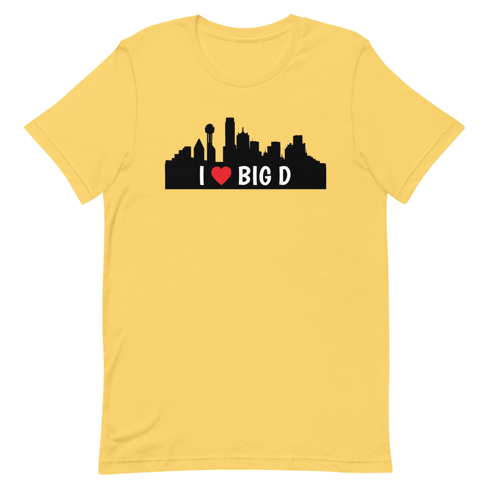 I Heart Big D - Dallas Texas - Tee Yellow unisex-staple-t-shirt-yellow-front-63ba34bd72cd2