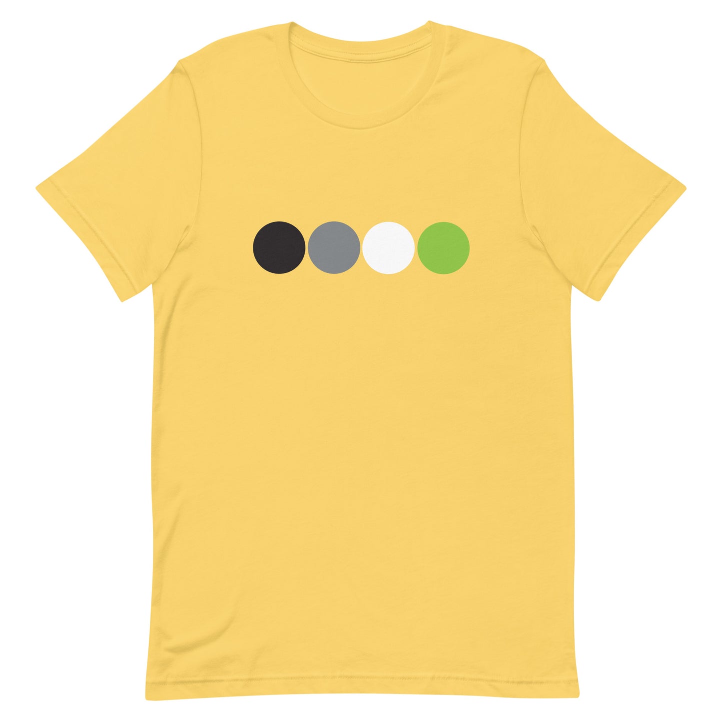 Agender Pride T-Shirt with Circles Yellow Agender unisex-staple-t-shirt-yellow-front-63bb69fa5d8b5