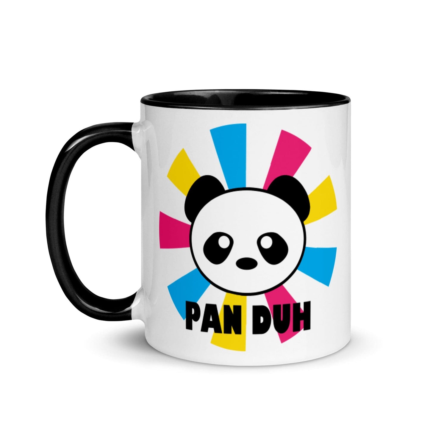 Pansexual Pan Pride Ceramic Coffee Tea Mug - Pan Duh white-ceramic-mug-with-color-inside-black-11oz-left-639d4540582c9