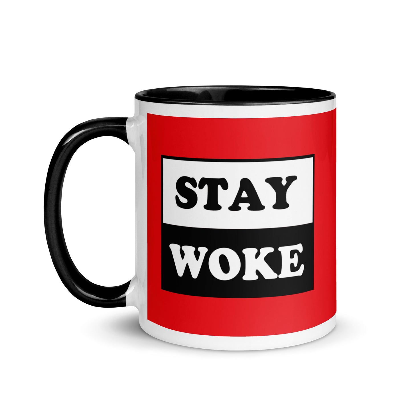 Stay Woke Ceramic Coffee Tea Mug Black white-ceramic-mug-with-color-inside-black-11oz-left-64126367a576b