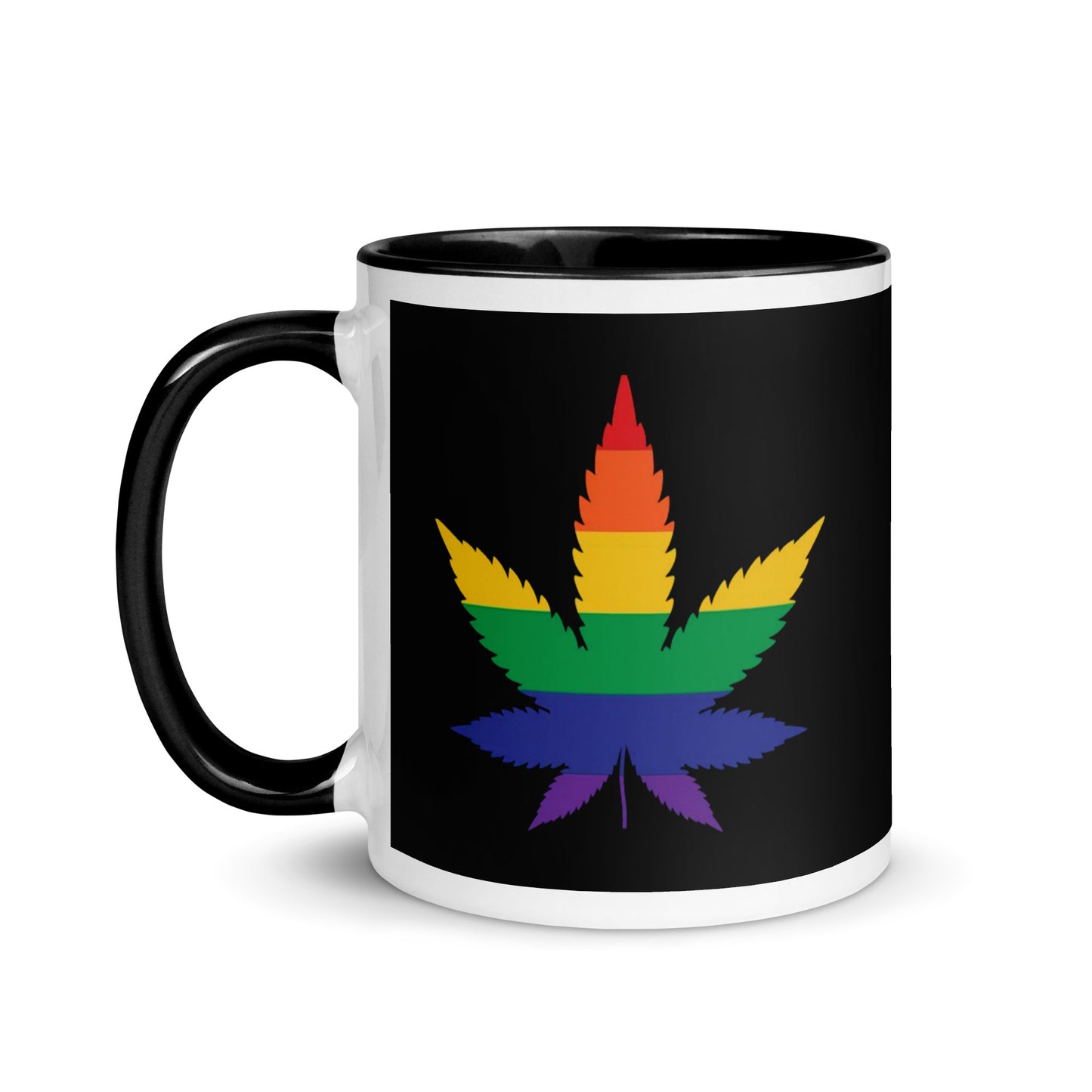 LGBTQ Pride ceramic Coffee Tea Mug - Weed Black Pride white-ceramic-mug-with-color-inside-black-11oz-left-641265badcedf