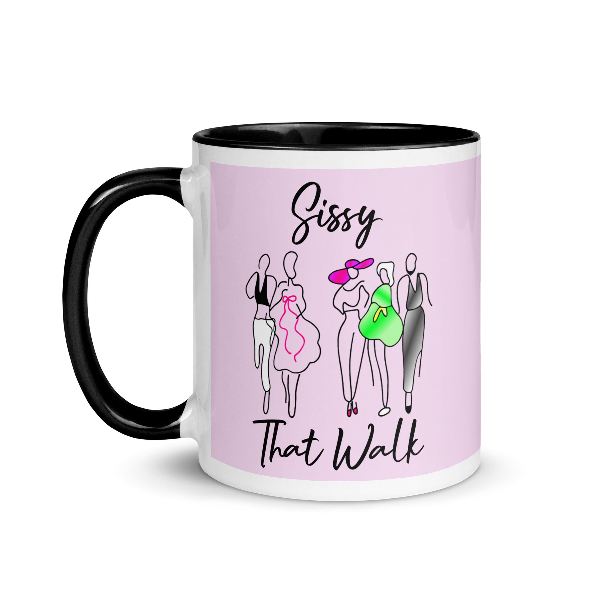 Sissy That Walk Ceramic Coffee Tea Mug Black white-ceramic-mug-with-color-inside-black-11oz-left-641273b8c6699