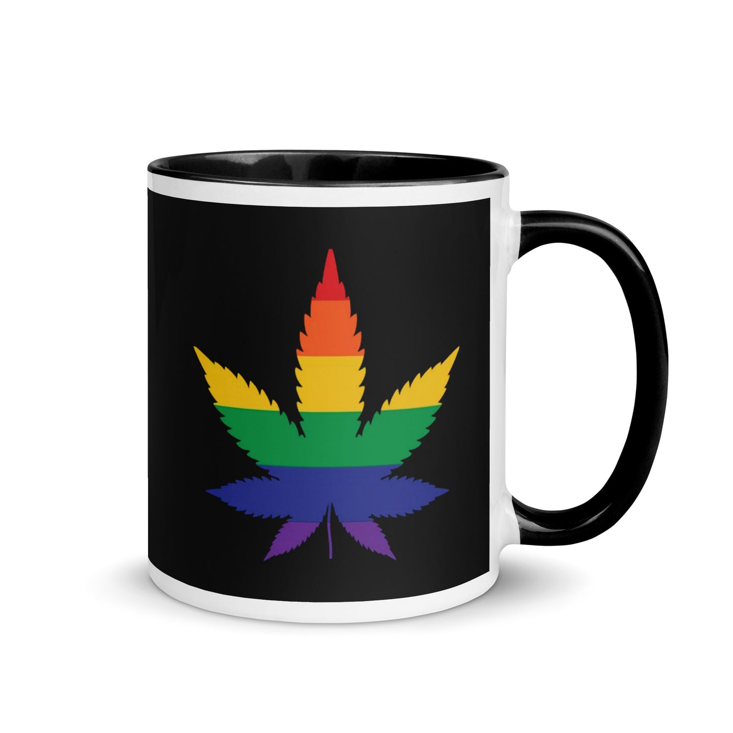 LGBTQ Pride ceramic Coffee Tea Mug - Weed white-ceramic-mug-with-color-inside-black-11oz-right-641265badbc2f