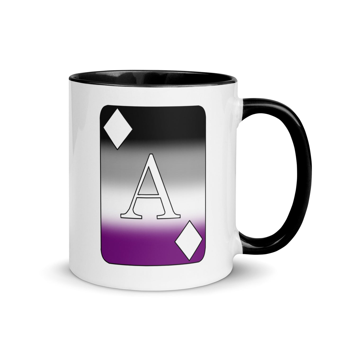 Asexual Ace Pride Ace Card Ceramic Coffee Tea Mug white-ceramic-mug-with-color-inside-black-11oz-right-641275a5b27cc