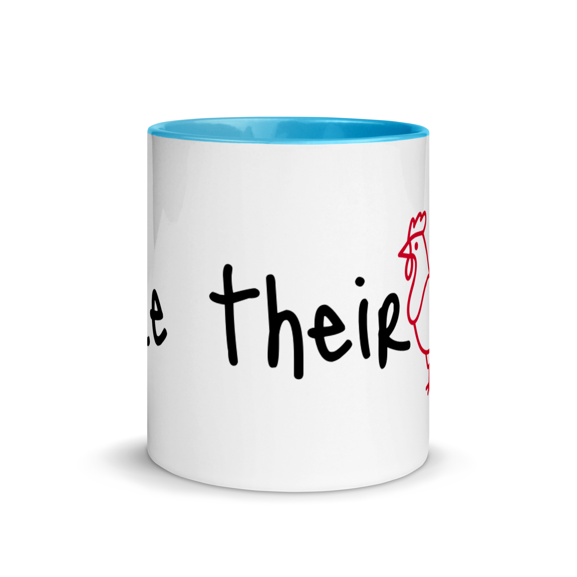 I Like Their Cock Rooster Ceramic Coffee Tea Mug 11oz Blue Nonbinary white-ceramic-mug-with-color-inside-blue-11oz-front-636323a793c96