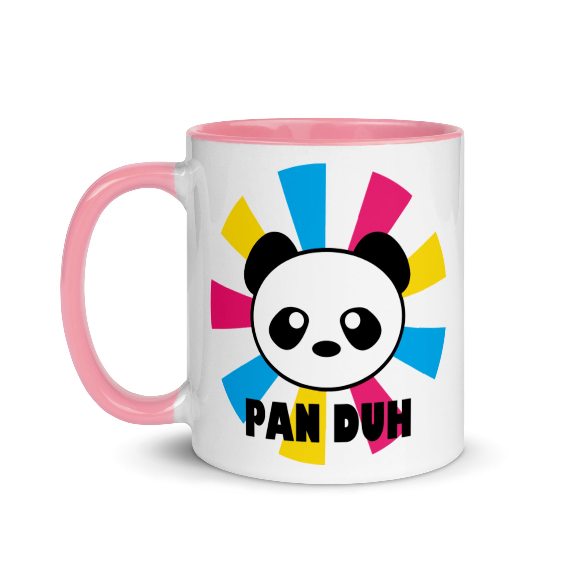 Pansexual Pan Pride Ceramic Coffee Tea Mug - Pan Duh white-ceramic-mug-with-color-inside-pink-11oz-left-639d4540585b4