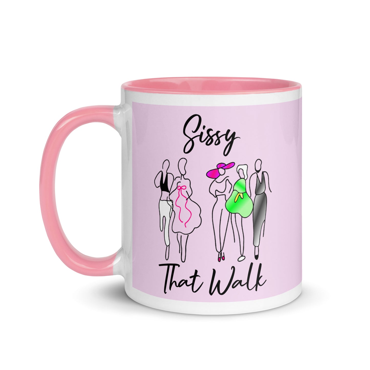 Sissy That Walk Ceramic Coffee Tea Mug Pink white-ceramic-mug-with-color-inside-pink-11oz-left-641273b8c6835