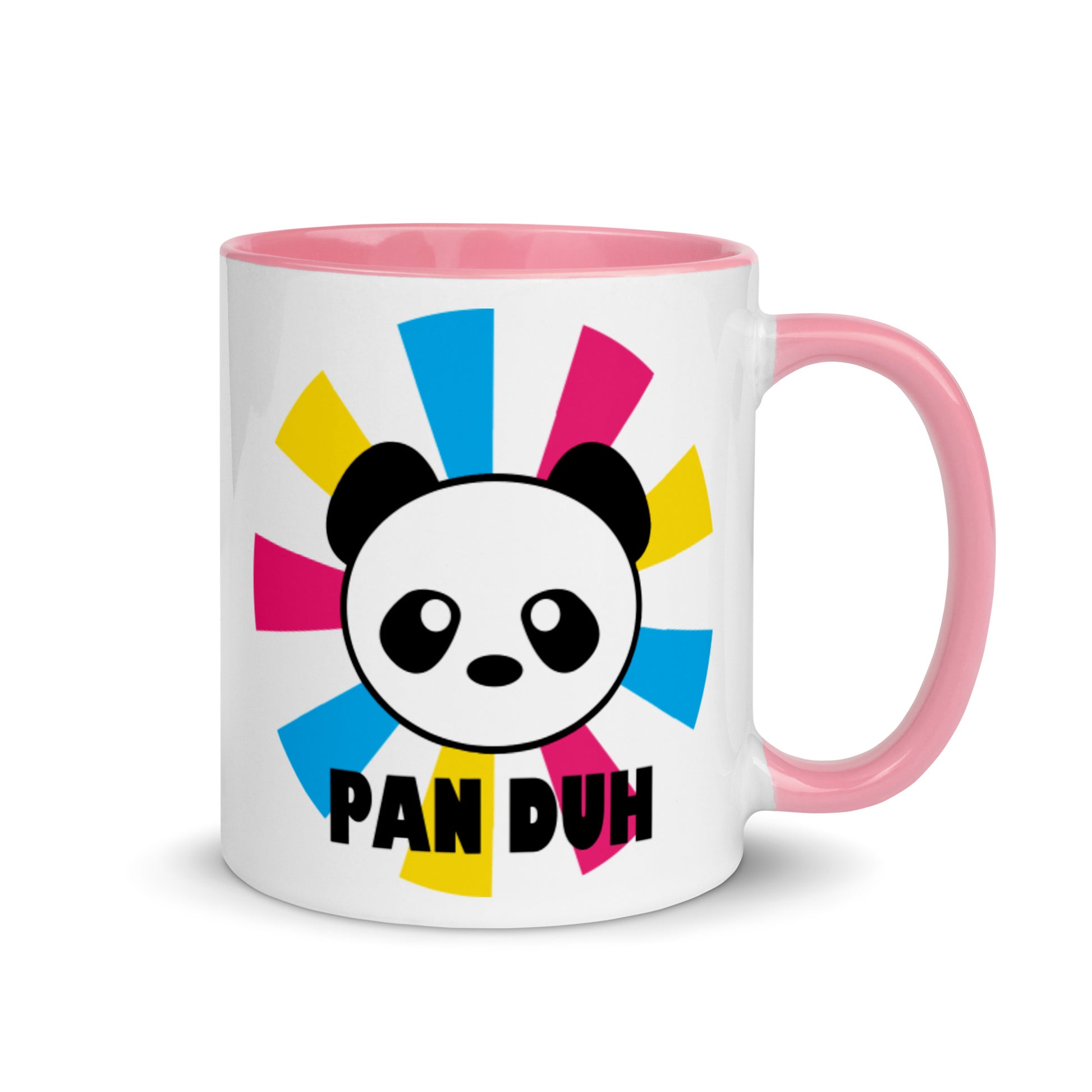 Pansexual Pan Pride Ceramic Coffee Tea Mug - Pan Duh Pink Pansexual white-ceramic-mug-with-color-inside-pink-11oz-right-639d4540584f2