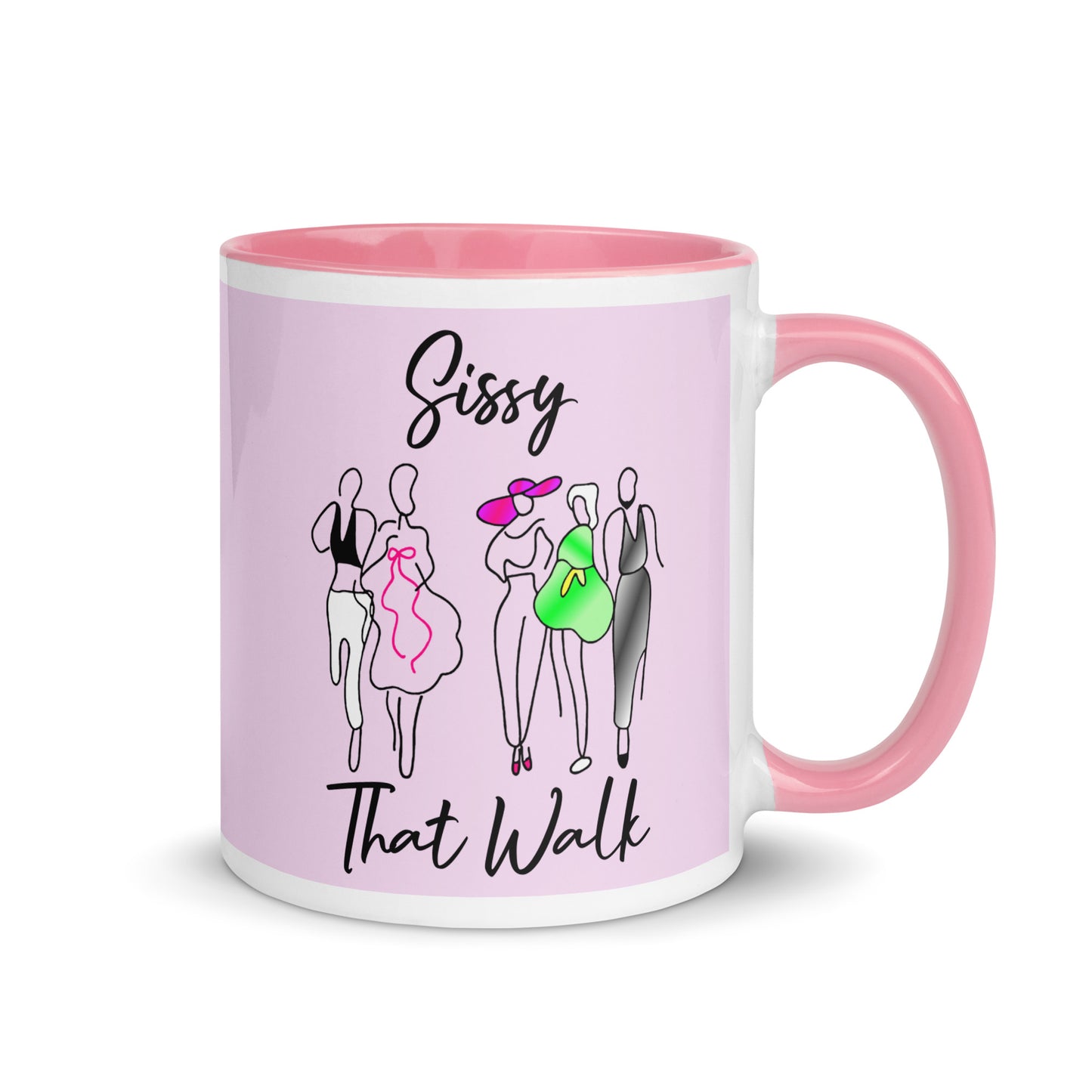 Sissy That Walk Ceramic Coffee Tea Mug white-ceramic-mug-with-color-inside-pink-11oz-right-641273b8c6757