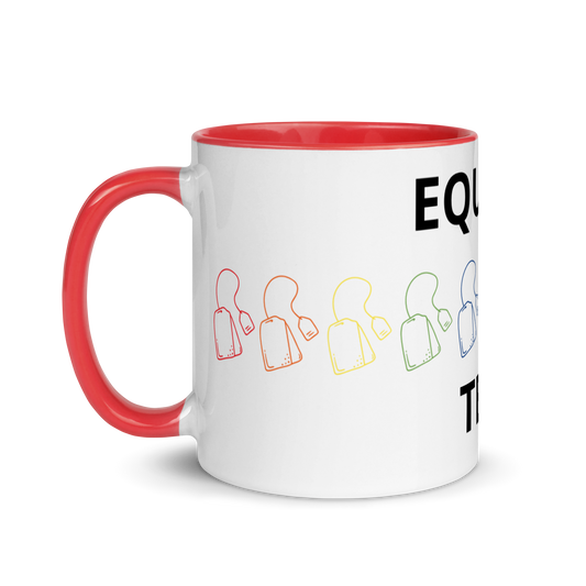 LGBTQ Pride Ceramic Coffee Tea Mug - Equalit-Tea white-ceramic-mug-with-color-inside-red-11oz-left-63631455741c4