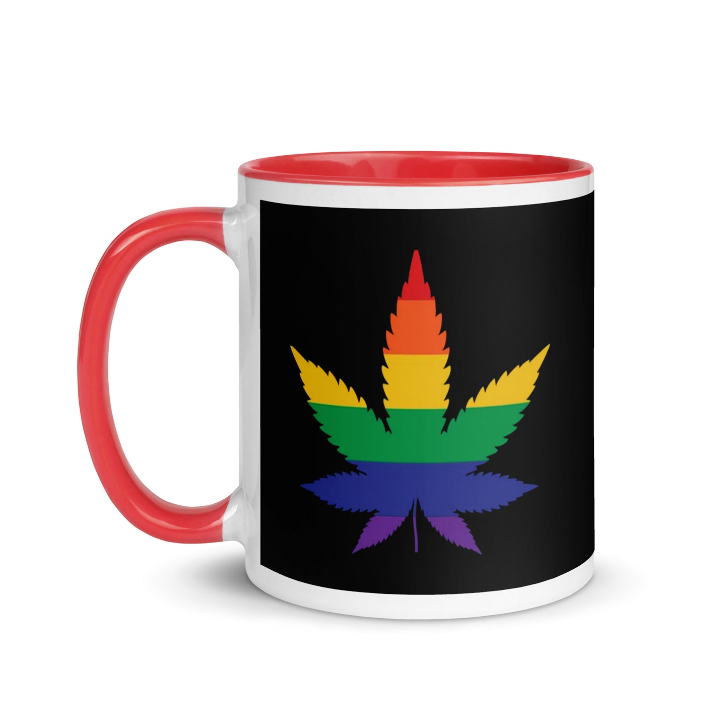 LGBTQ Pride ceramic Coffee Tea Mug - Weed Red Pride white-ceramic-mug-with-color-inside-red-11oz-left-641265badcfdb