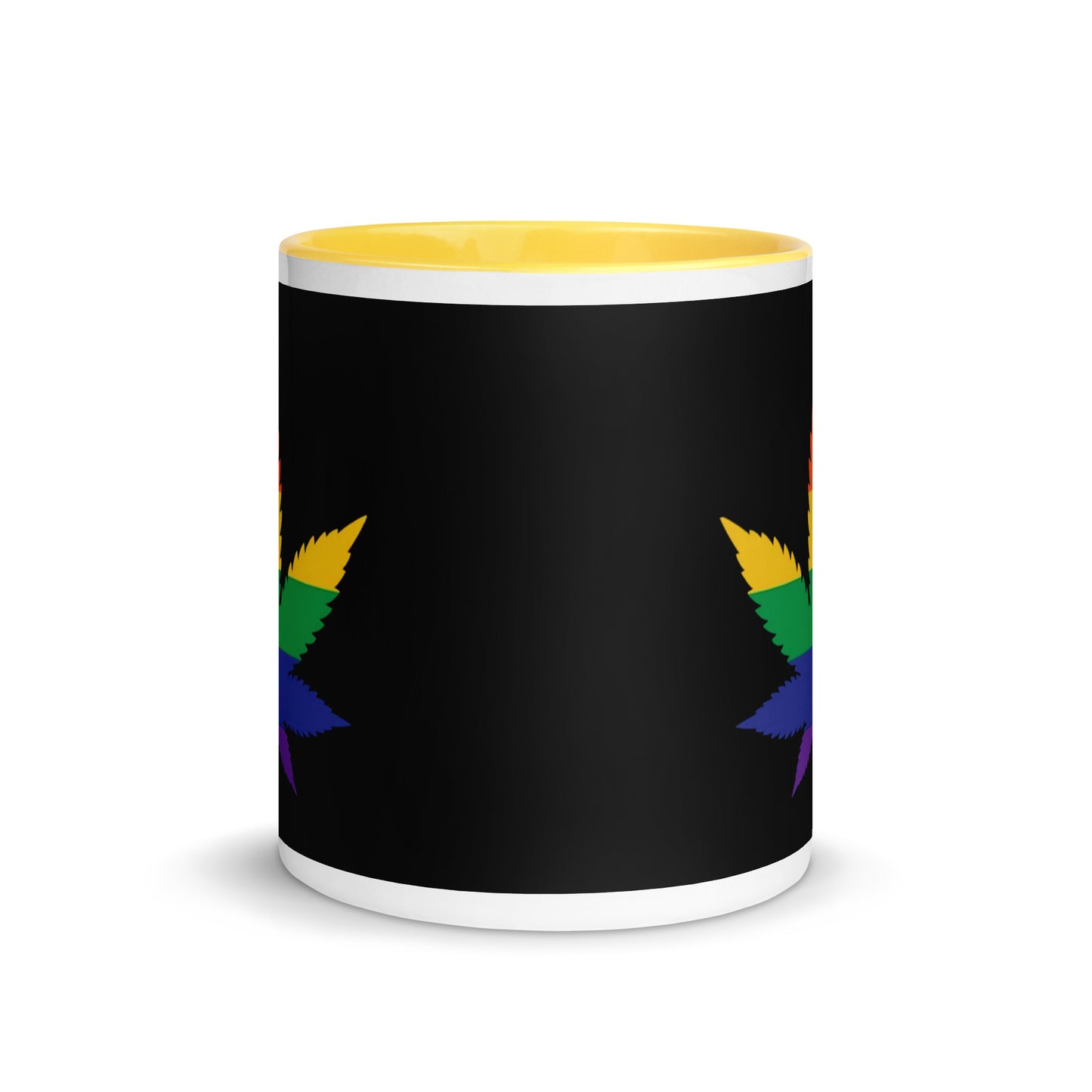 LGBTQ Pride ceramic Coffee Tea Mug - Weed white-ceramic-mug-with-color-inside-yellow-11oz-front-641265badd187