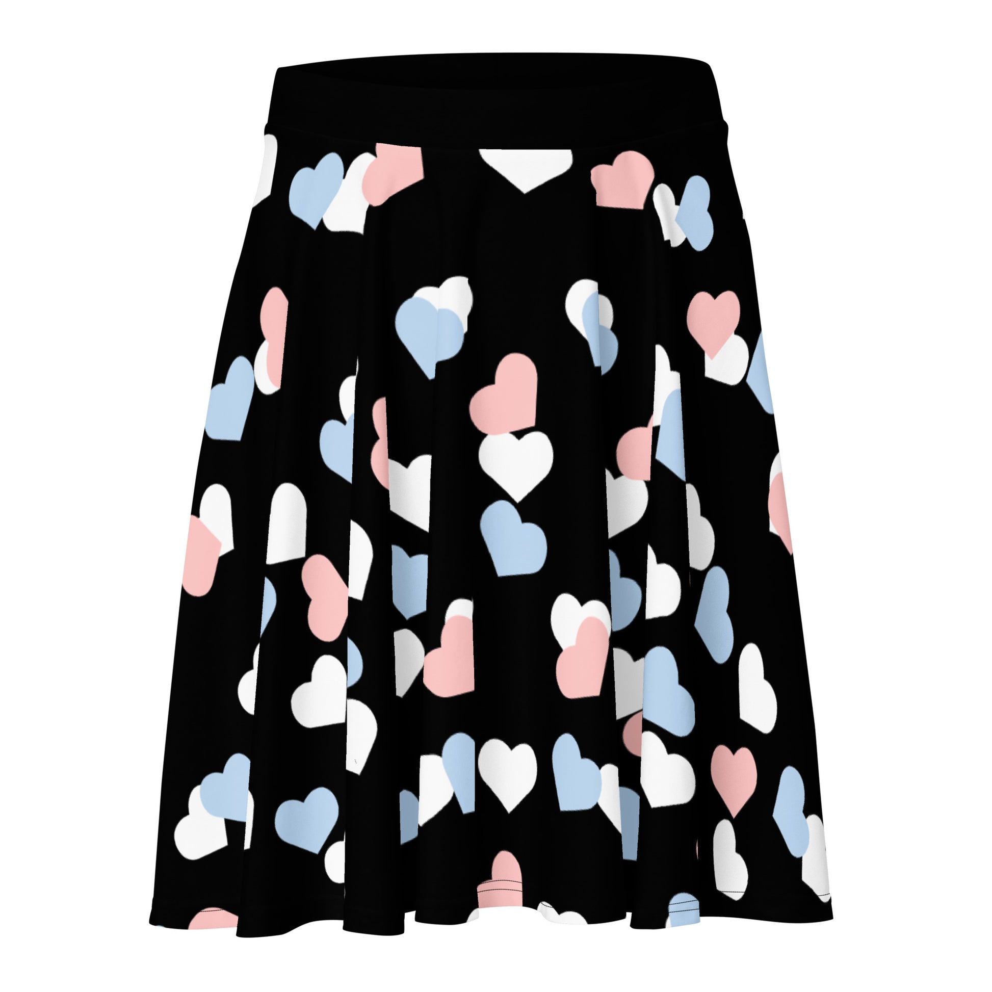 Transgender Trans Pride Skater Skirt - Hearts Black Transgender white-front-6441a4890ffb3