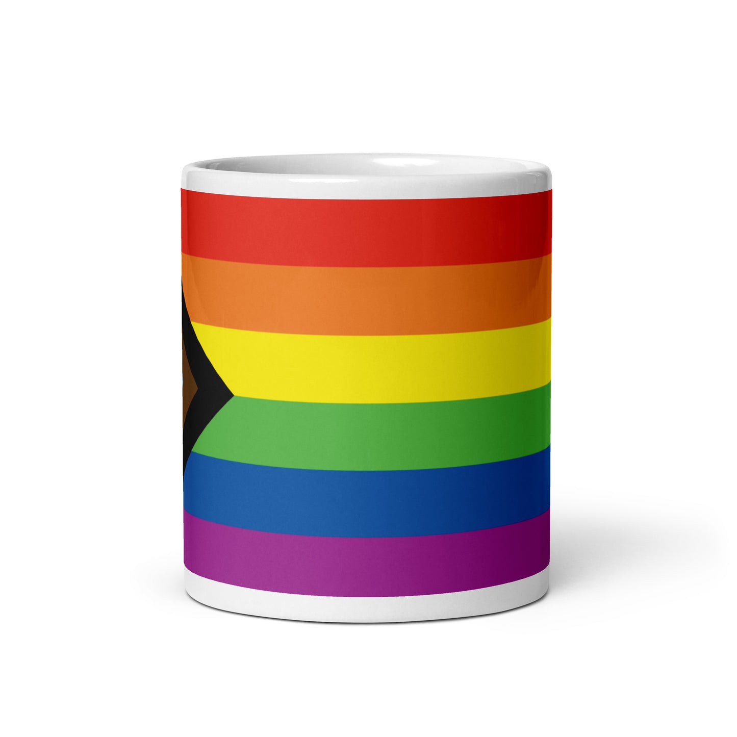 LGBTQ Pride Flag Ceramic Coffee Tea Mug - Progressive Pride Daniel Quasar white-glossy-mug-11oz-front-view-6376e88b3eaf5