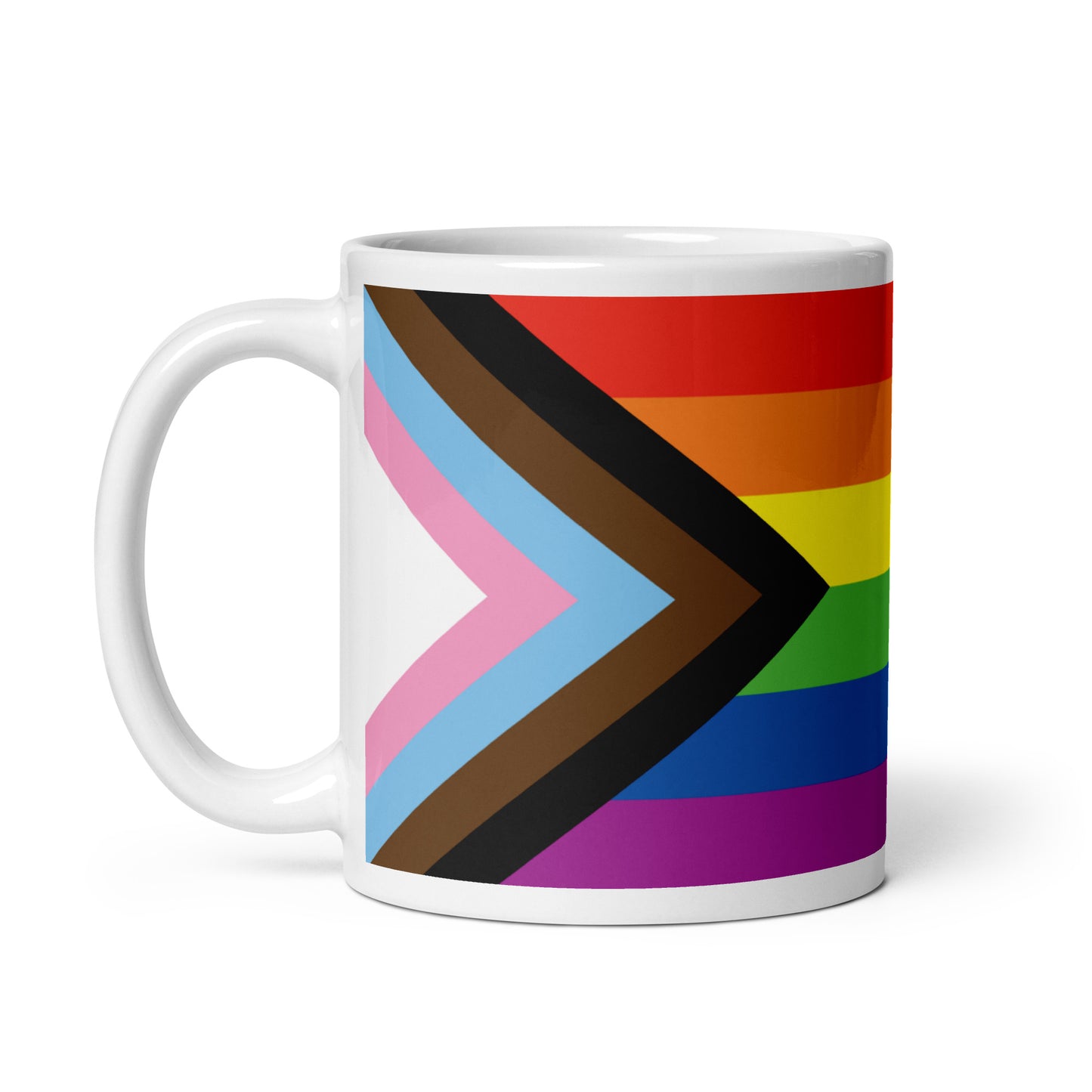 LGBTQ Pride Flag Ceramic Coffee Tea Mug - Progressive Pride Daniel Quasar 11oz Pride white-glossy-mug-11oz-handle-on-left-6376e88b3cb15