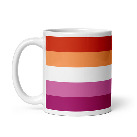 Lesbian Pride Flag Ceramic Coffee Tea Mug white-glossy-mug-11oz-handle-on-left-6376eb7cd6905