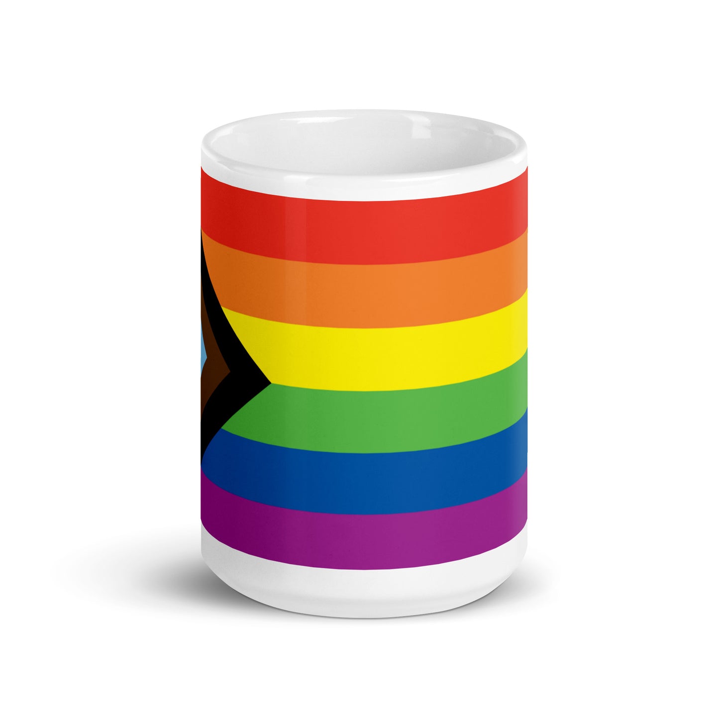 LGBTQ Pride Flag Ceramic Coffee Tea Mug - Progressive Pride Daniel Quasar white-glossy-mug-15oz-front-view-6376e88b3ed7f