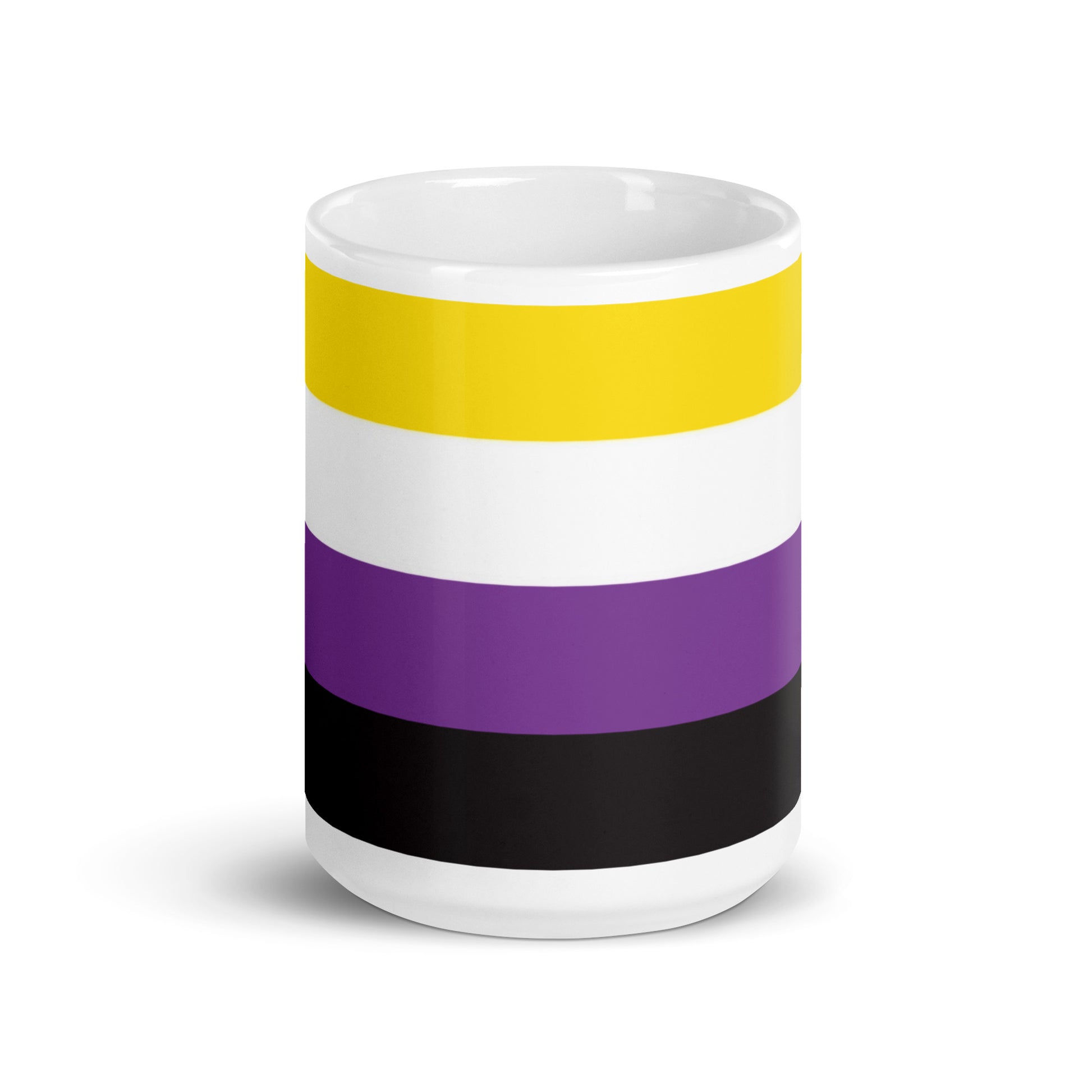 Nonbinary Enby Pride Flag Ceramic Coffee Tea Mug 15oz Nonbinary white-glossy-mug-15oz-front-view-6376ecf57831f