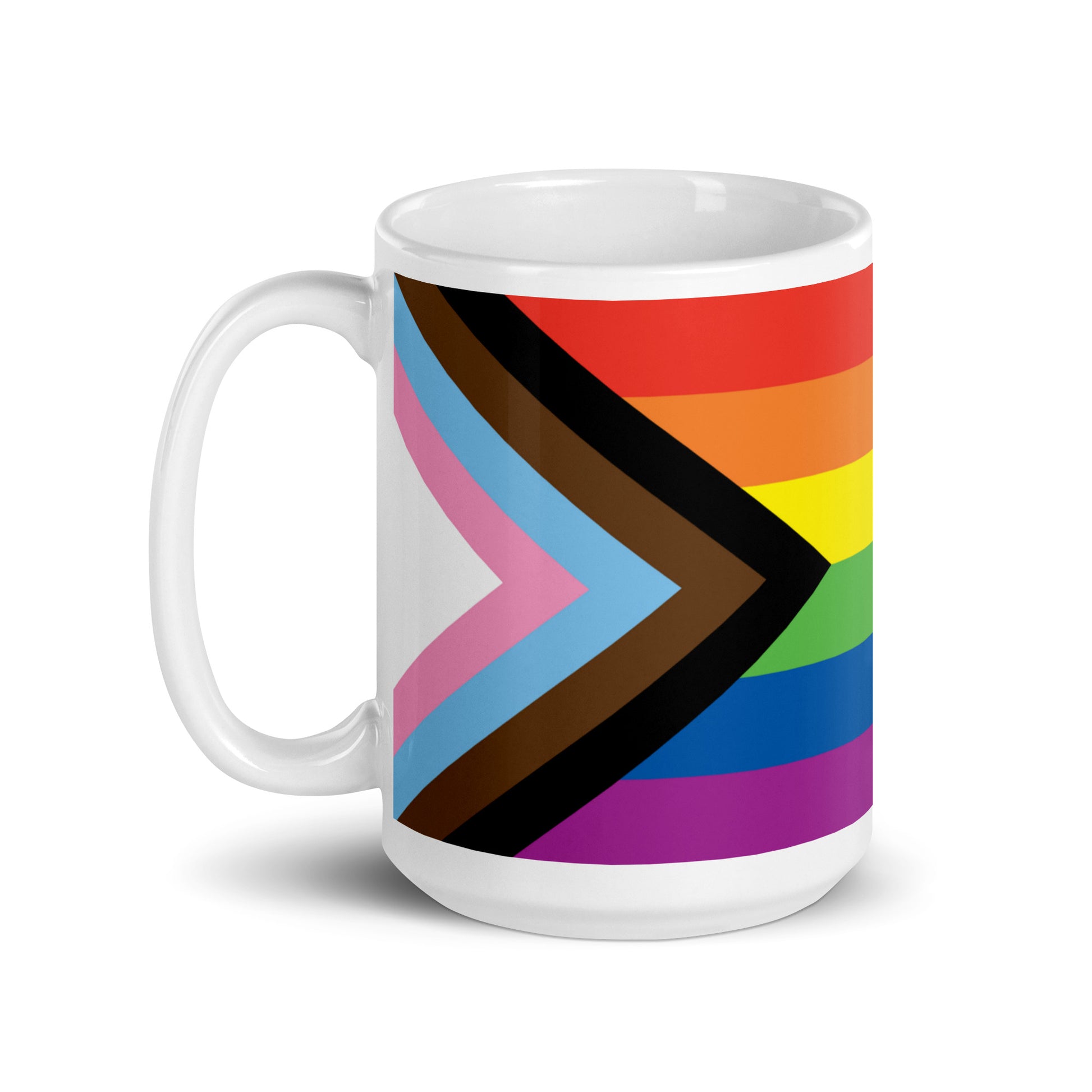 LGBTQ Pride Flag Ceramic Coffee Tea Mug - Progressive Pride Daniel Quasar 15oz Pride white-glossy-mug-15oz-handle-on-left-6376e88b3ecd5