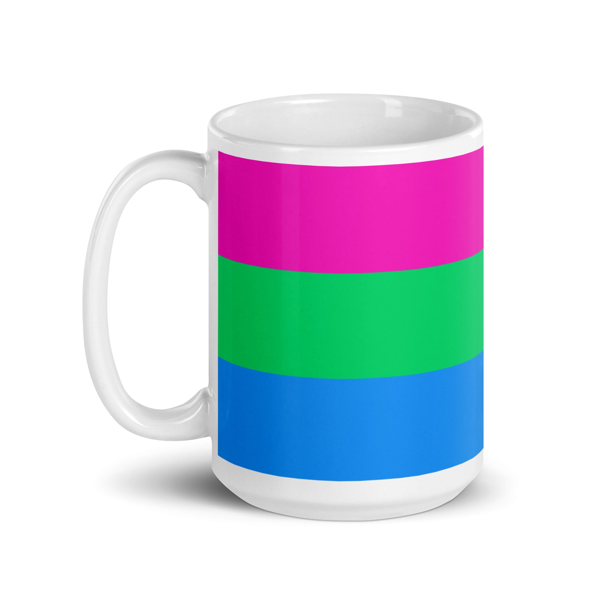 Polysexual Poly Pride Flag Ceramic Coffee Tea Mug white-glossy-mug-15oz-handle-on-left-6376e9840348c